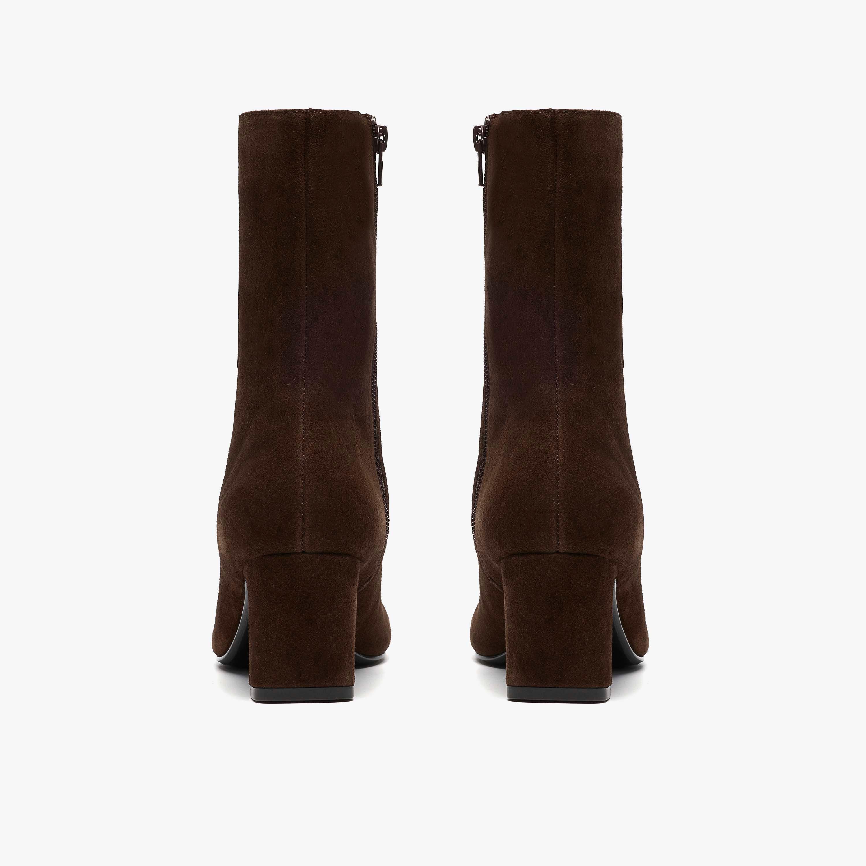 Orlese Zip Brown Suede Mid Calf Boots, view 5 of 6