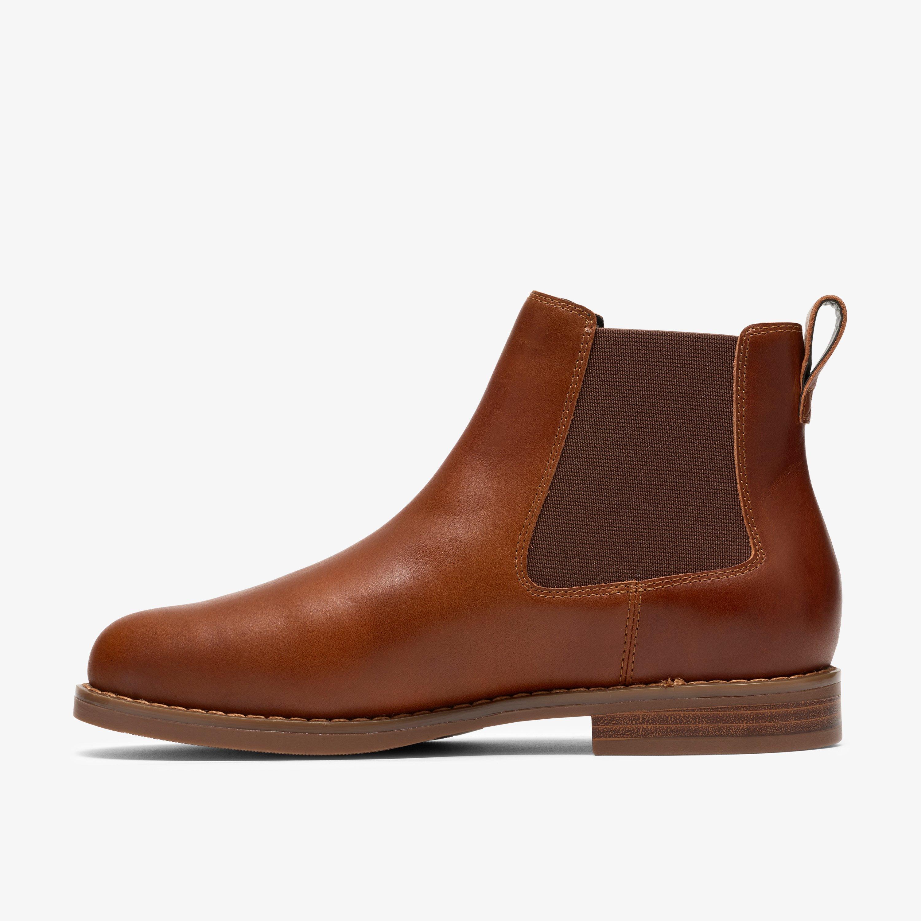 Conara Top Tan Leather Ankle Boots Chelsea Boots, view 2 of 6