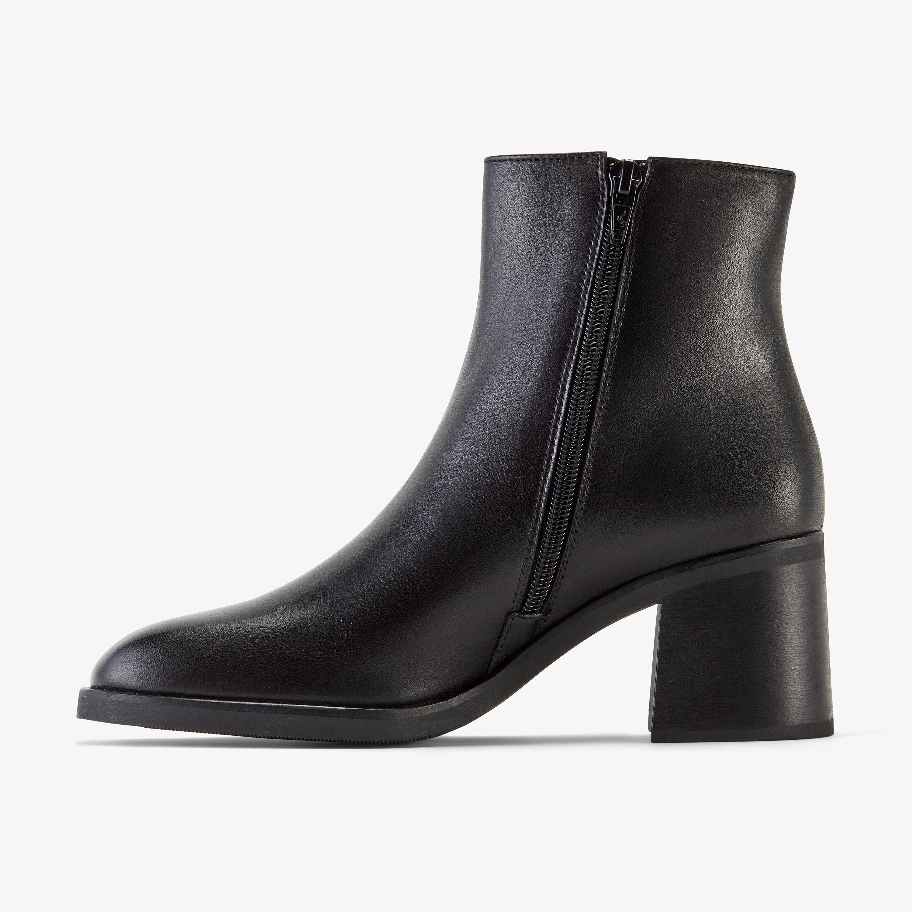 Bravik Zip Black Leather Ankle Boots, view 2 of 6