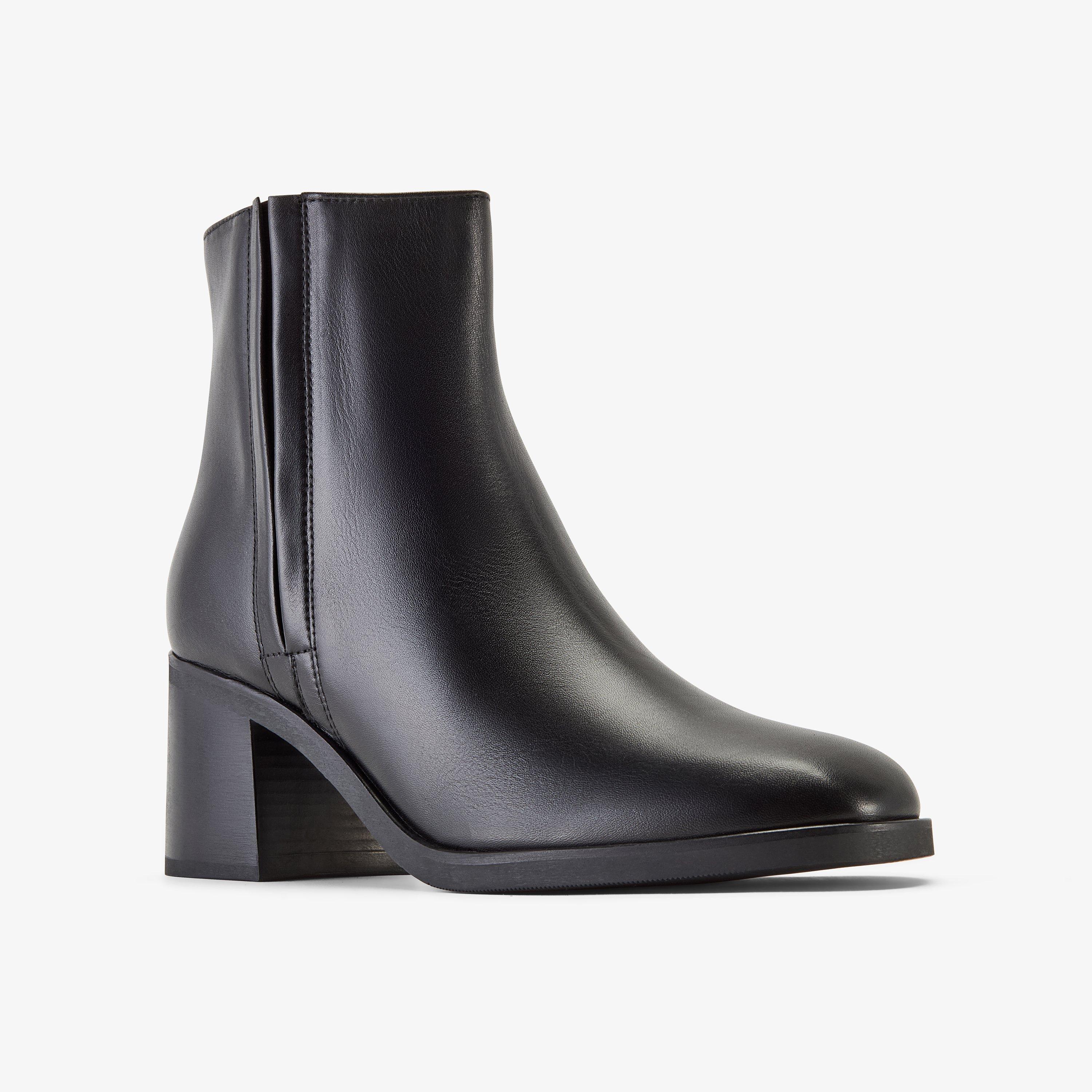 Bravik Zip Black Leather Ankle Boots, view 4 of 6