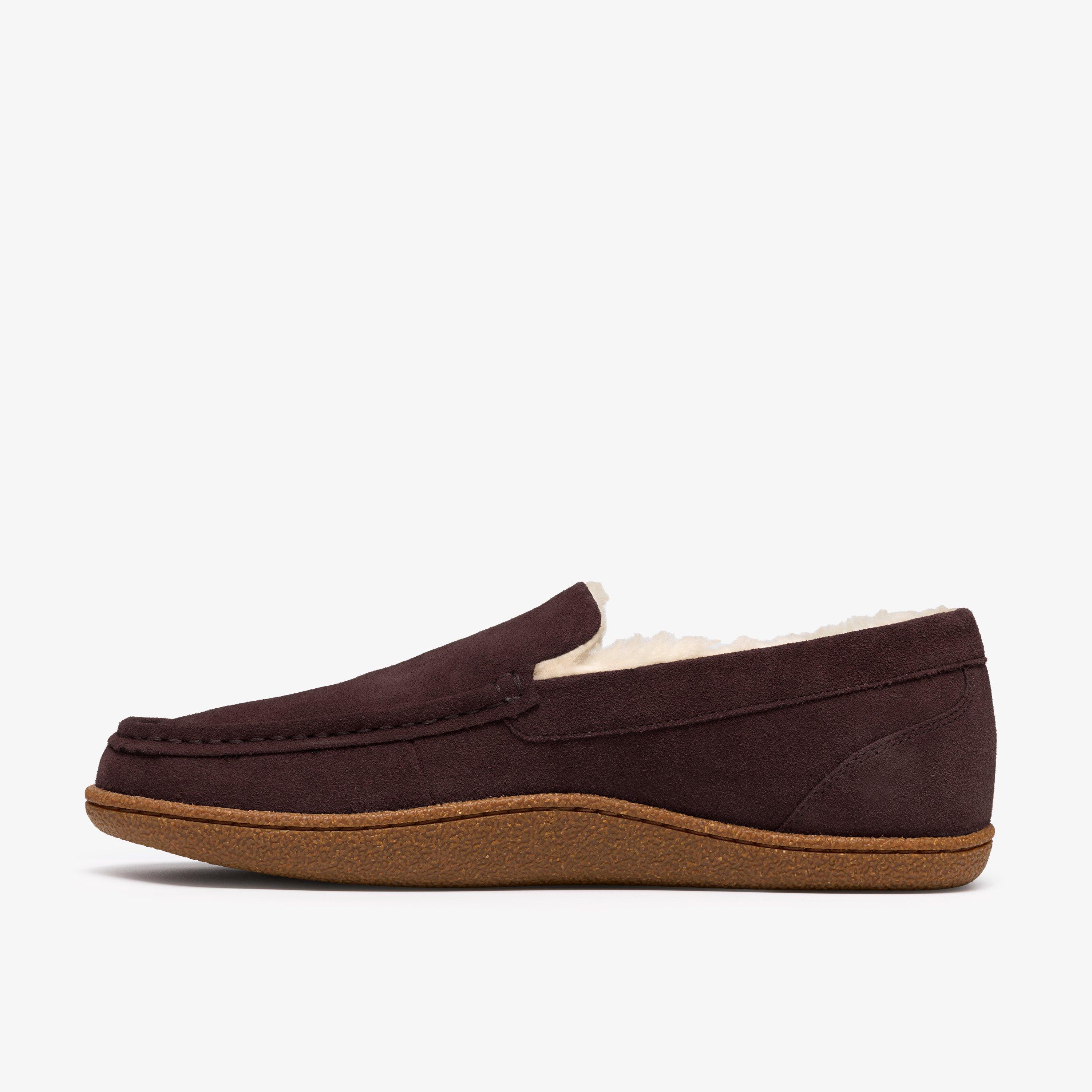 Home Seam Dark Brown Suede Slip Ons Slippers, view 2 of 6
