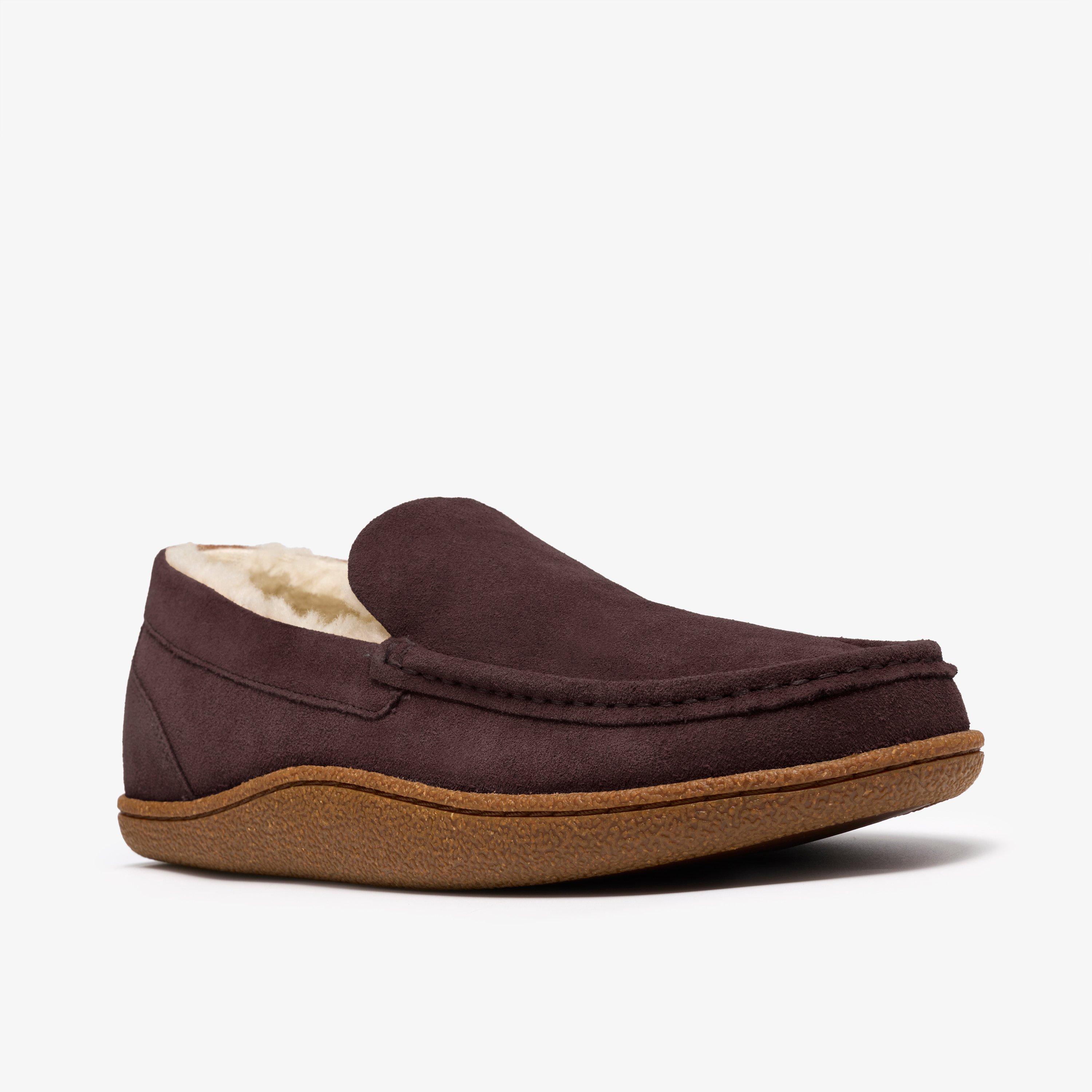 Home Seam Dark Brown Suede Slip Ons Slippers, view 4 of 6