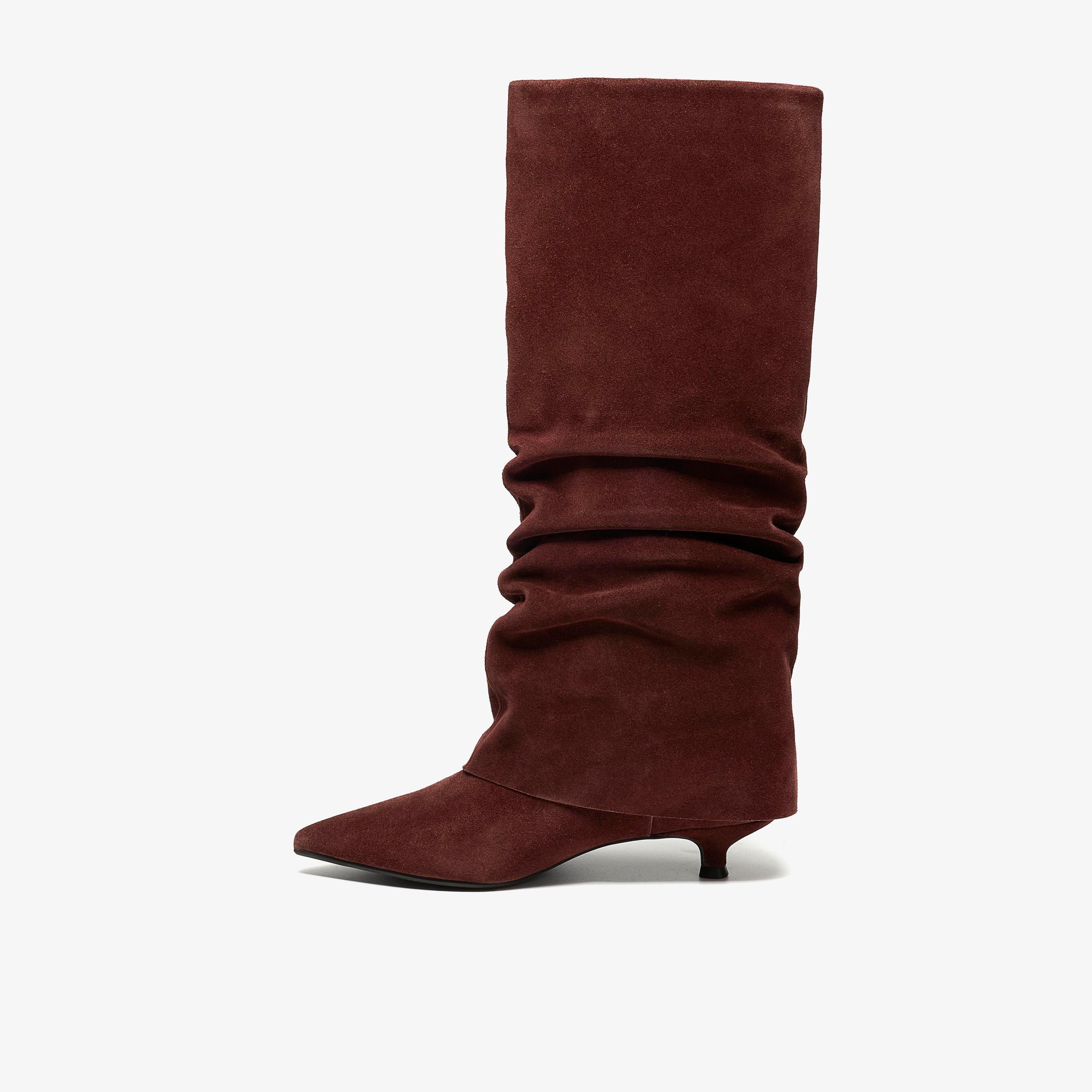 Pisa Style Brown Suede Knee High Boots, view 2 of 6