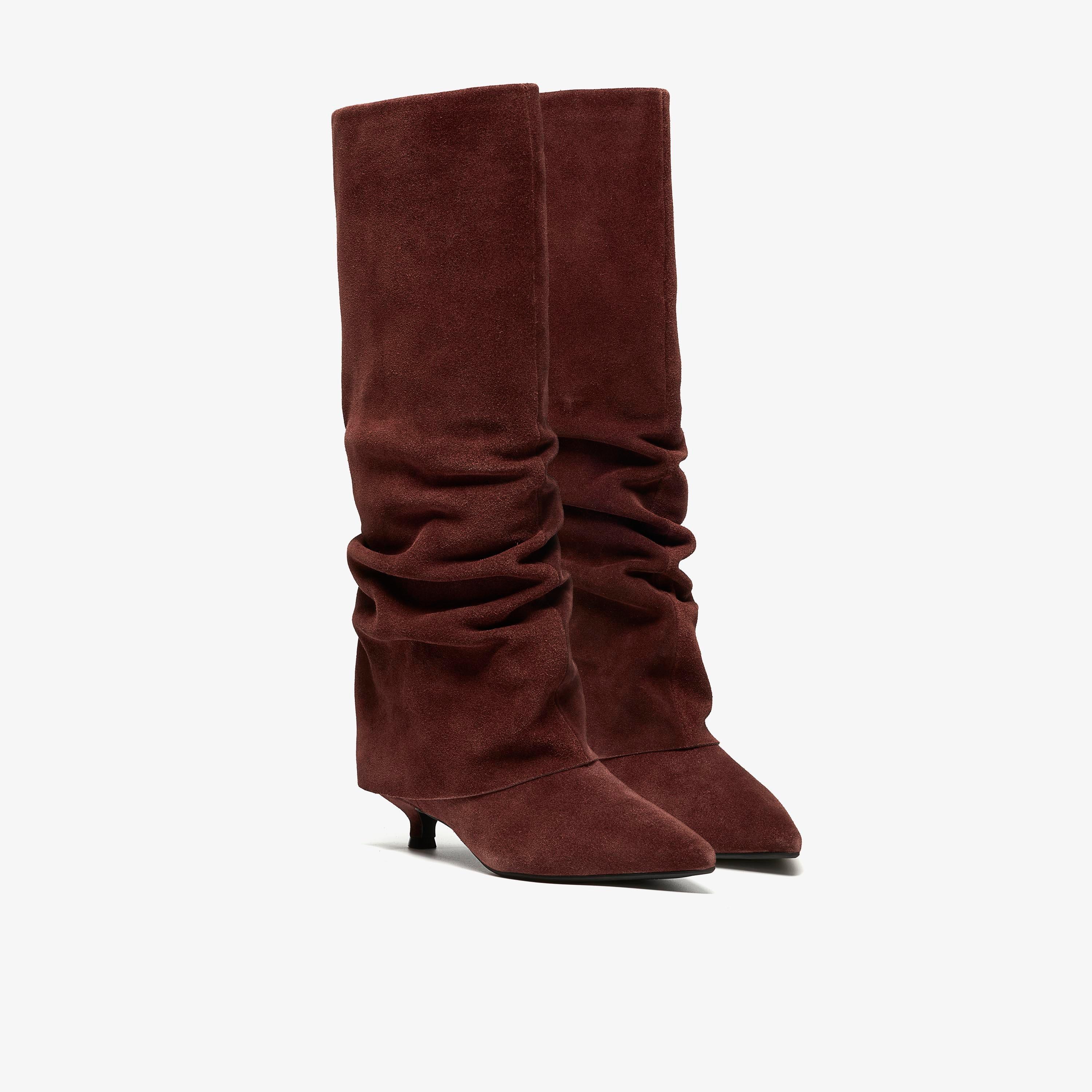 Pisa Style Brown Suede Knee High Boots, view 4 of 6