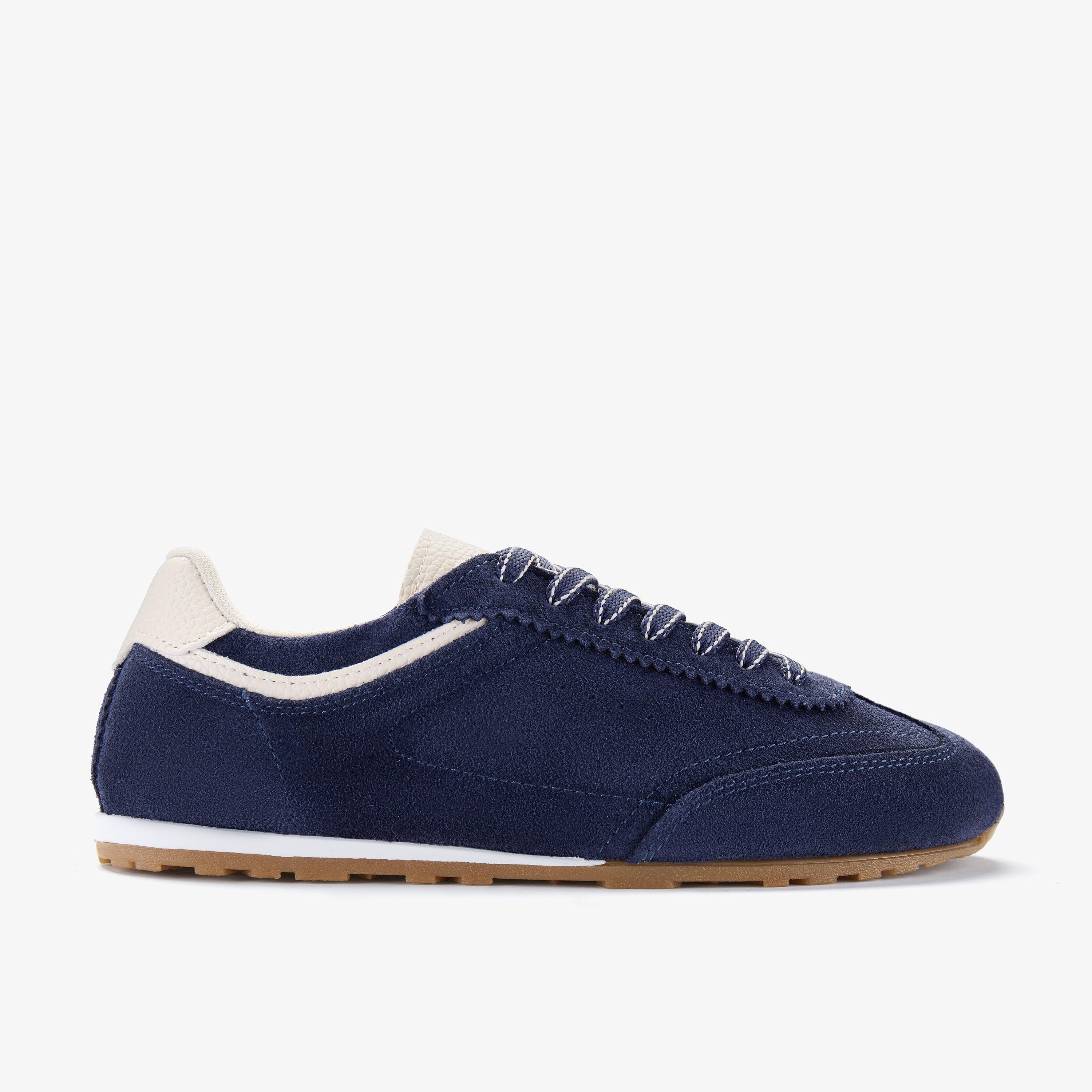 Lorenza Lace Navy Suede Trainers, view 1 of 6