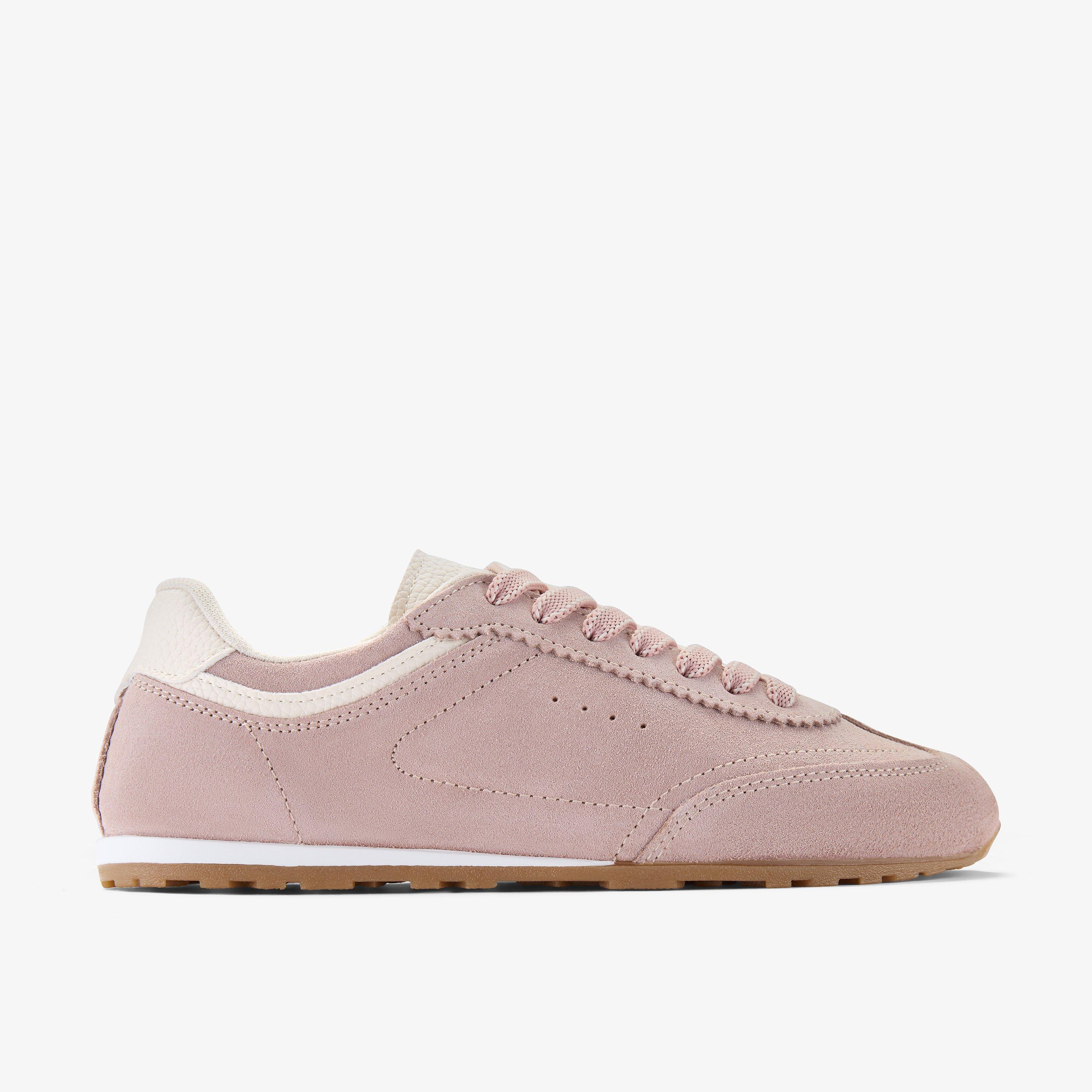 Lorenza Lace Light Pink Suede Trainers, view 1 of 6