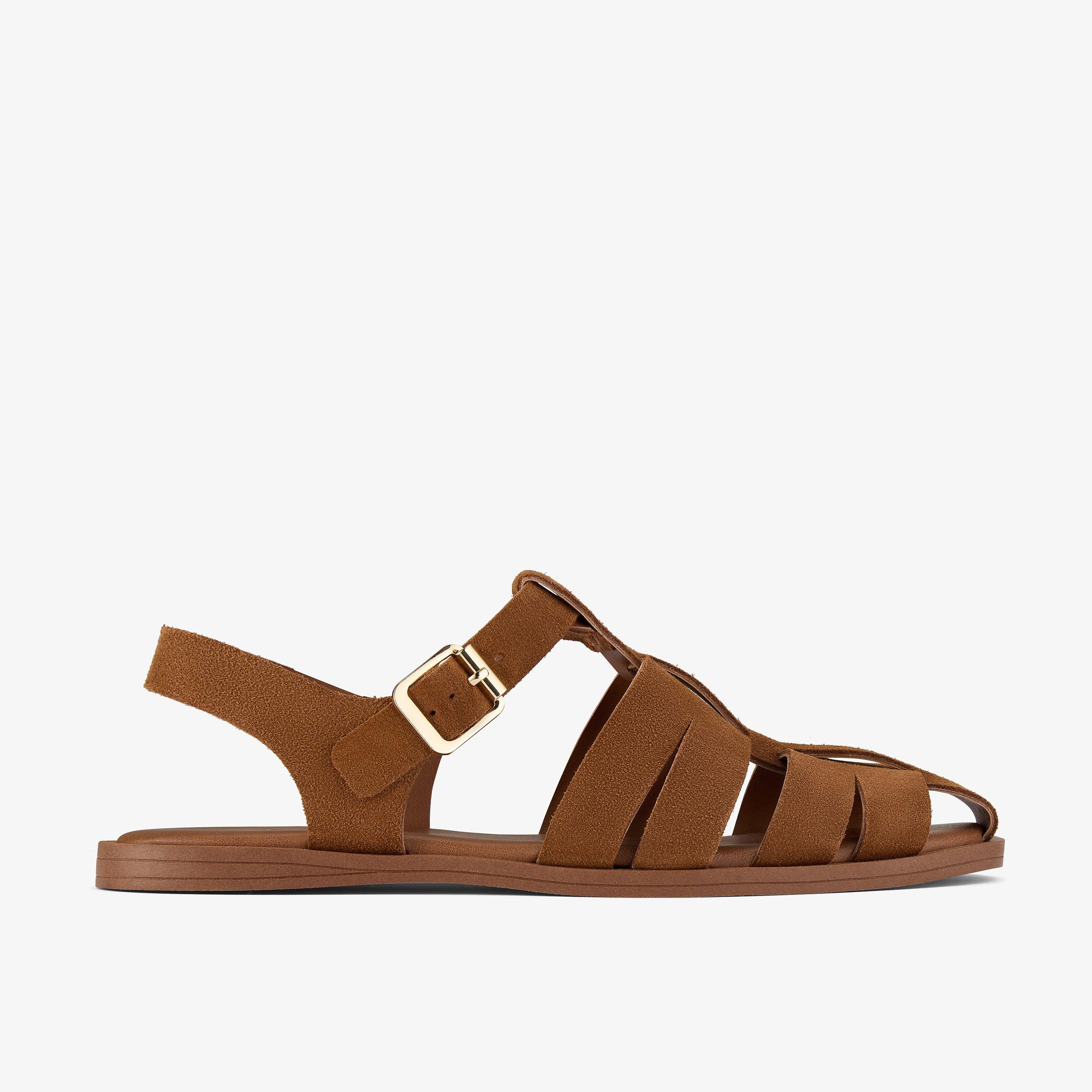 Nori Bay Tan Suede Flat Sandals, view 1 of 6
