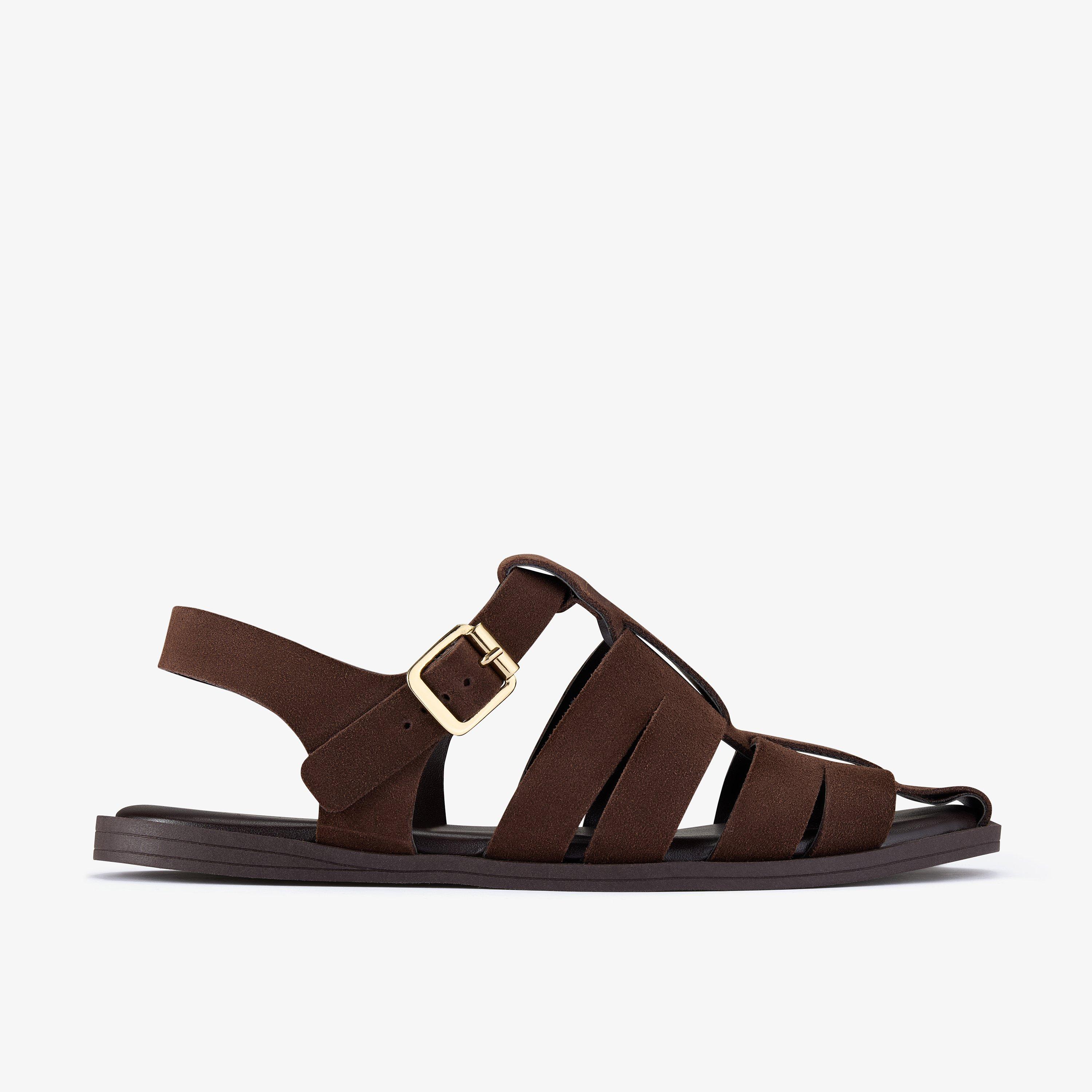Nori Bay Brown Suede Flat Sandals, view 1 of 6