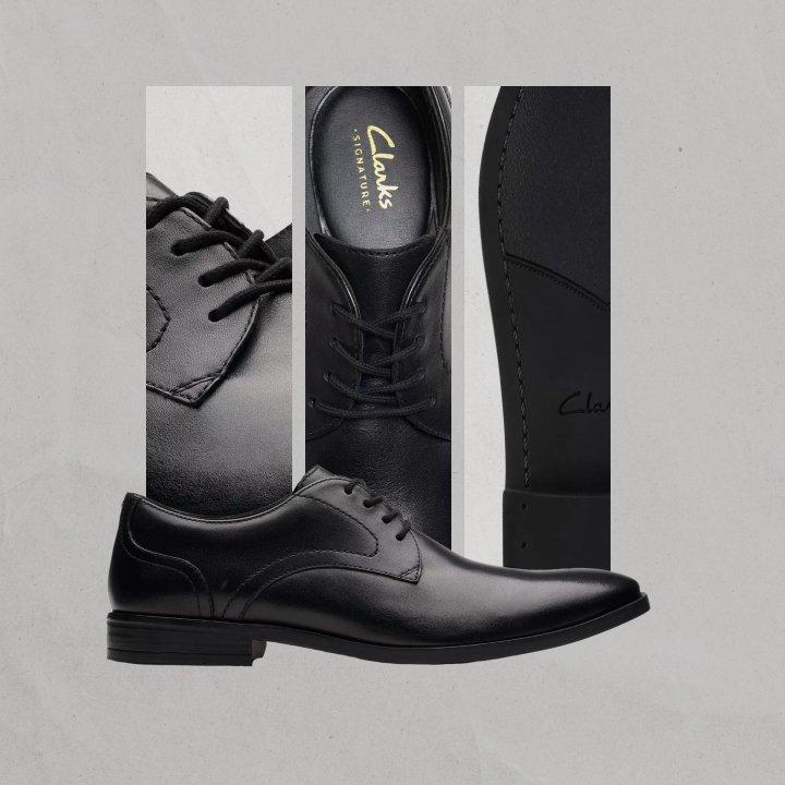 Scarpe Clarks Howard Walk Uomo In Pelle - Stringate Classiche, Comode E Leggere, Colore Nero, Taglia 39 EU