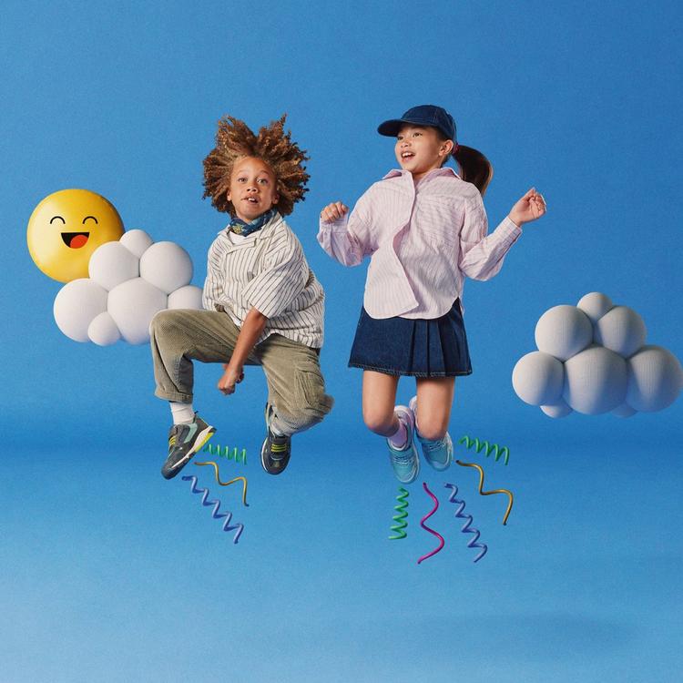 Image of 2 kids jumping the air wearing Steggy 2 Park and Tidal Shell