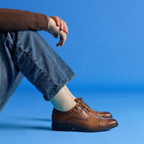 Steadwell Cap men's shoe in dark tan leather | Shop Steadwell Cap