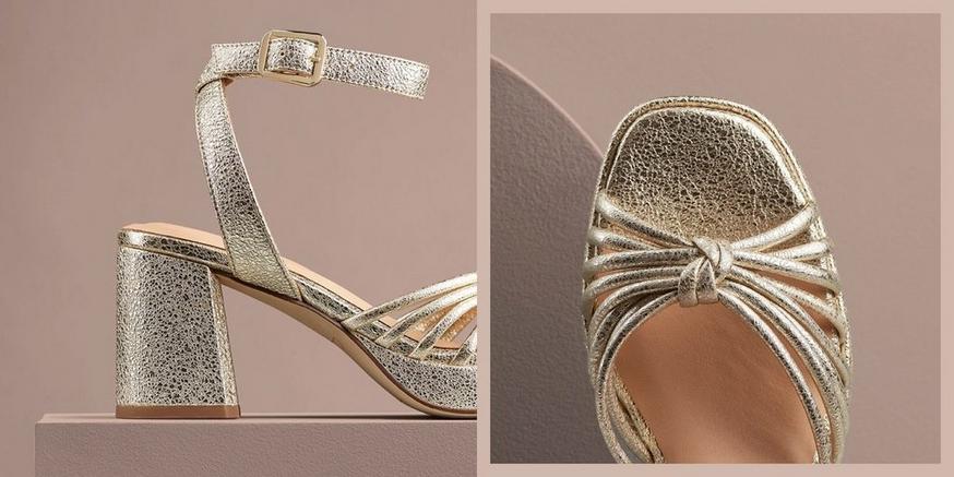 Womens strappy gold heels