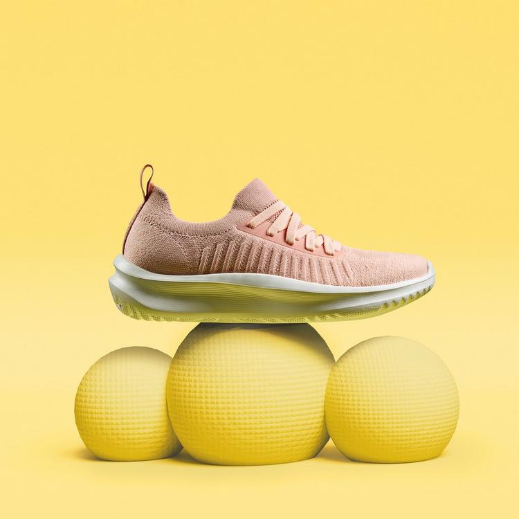 Clarks Cloudsteppers Solevana Lace trainer in Dusty Pink.