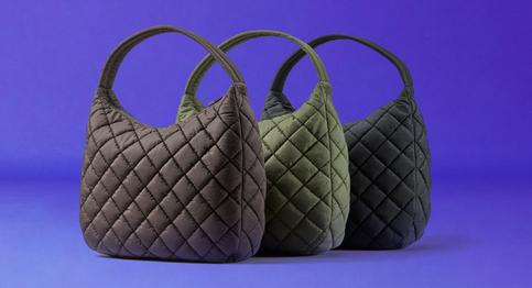 Selection of Quilted Tote in Black, Olive and Dark Brown