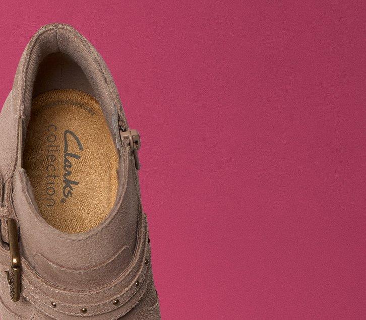 Aerial view of a Clarks Collection shoe looking down on the footbed