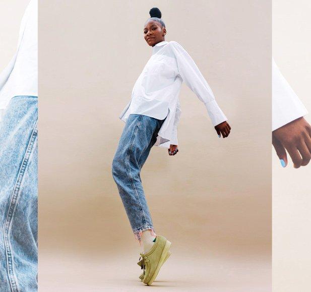 Cherise portant des Wallabees à l’érable