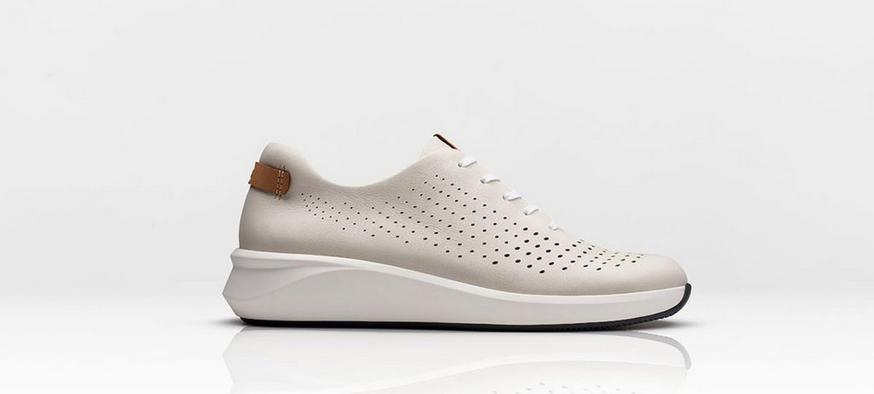 Clarks Un Rio Tie White Leather Chunky Trainers