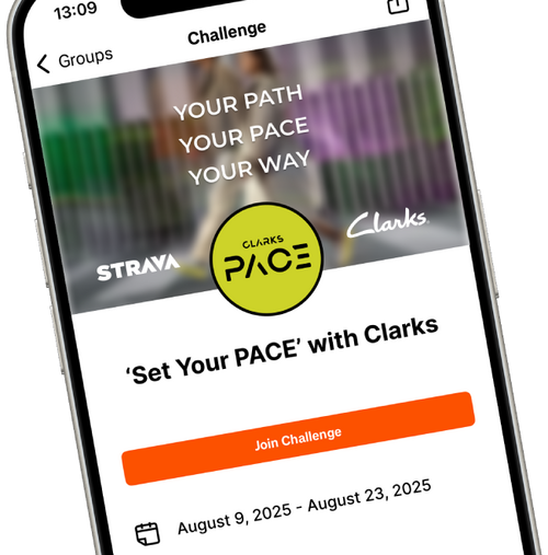 Phone screen showing the Strava challenge screen