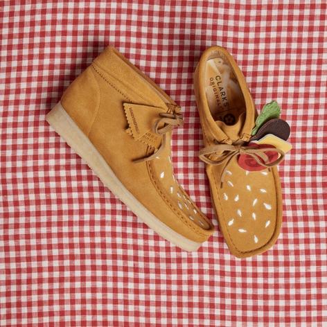 Aerial view of Vandy the Pink x Clarks Originals collaboration wallabee boot | Shop this style