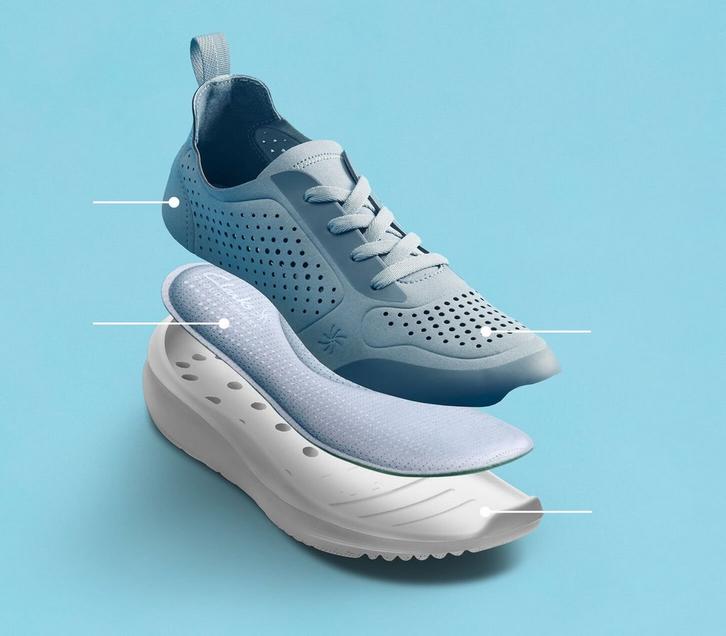 Solevana shoe layers separated to show the benefits of the sneaker