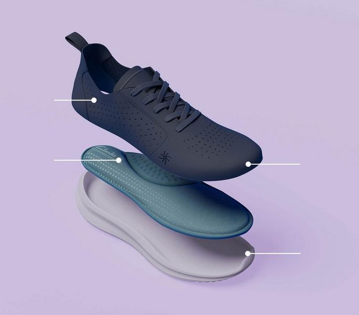 Solevana shoe layers separated to show the benefits of the sneaker