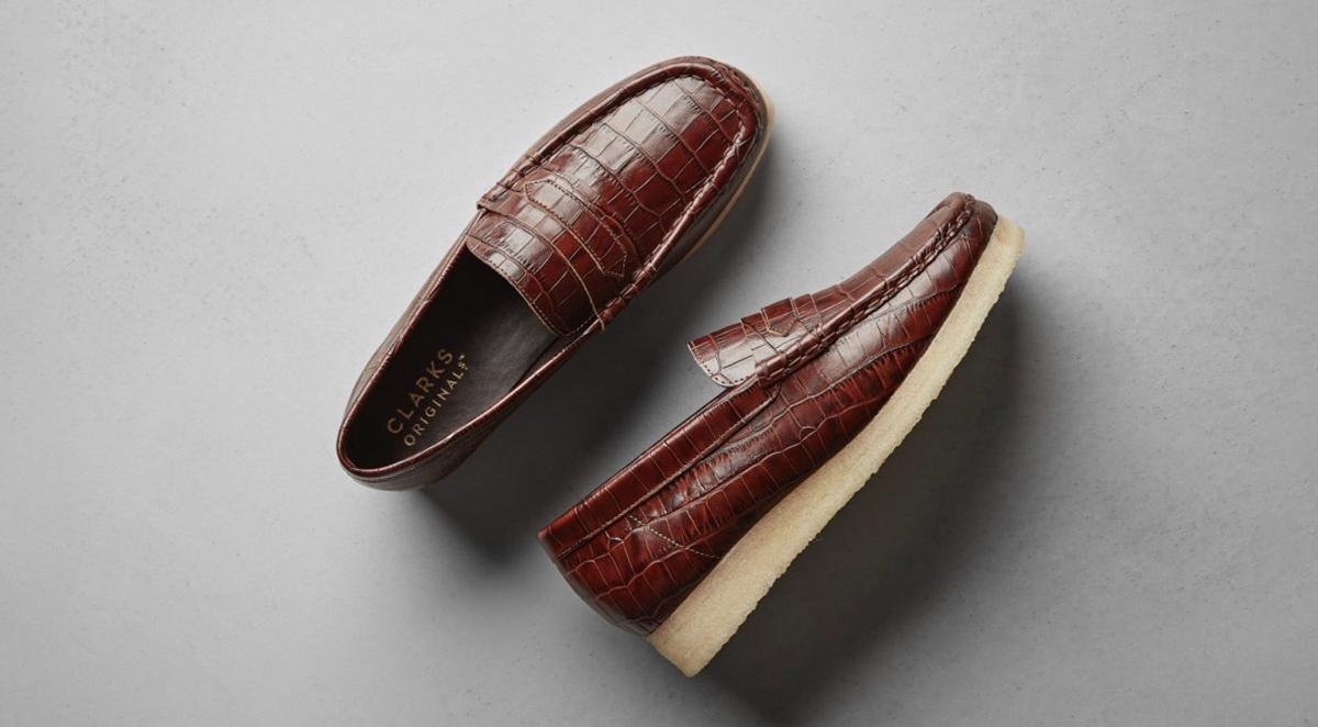 Women’s Wallabee Loafers in Tan Crocodile