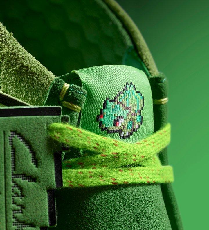 Close up of Torhill Explore in Green Suede (Bulbasaur)