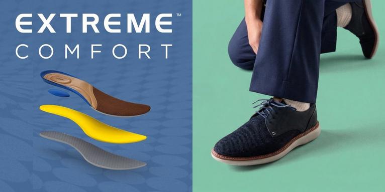 Man wearing Brantin Knit casual dress shoes with Extreme Comfort footbed technology