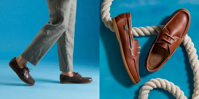 Man wearing Charmouth Lace boat shoes with Comfort Built In