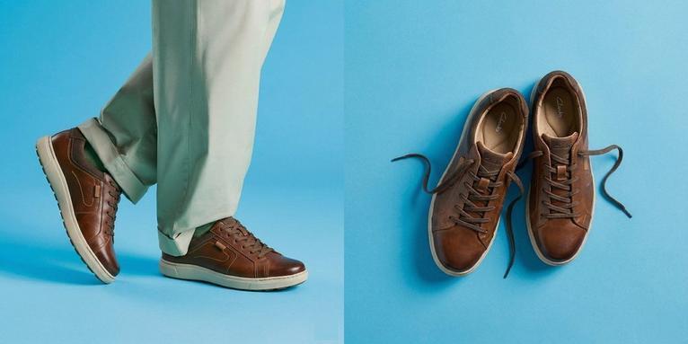 Men's Mapstone Lace brown leather casual sneaker with Contour Cushion technology