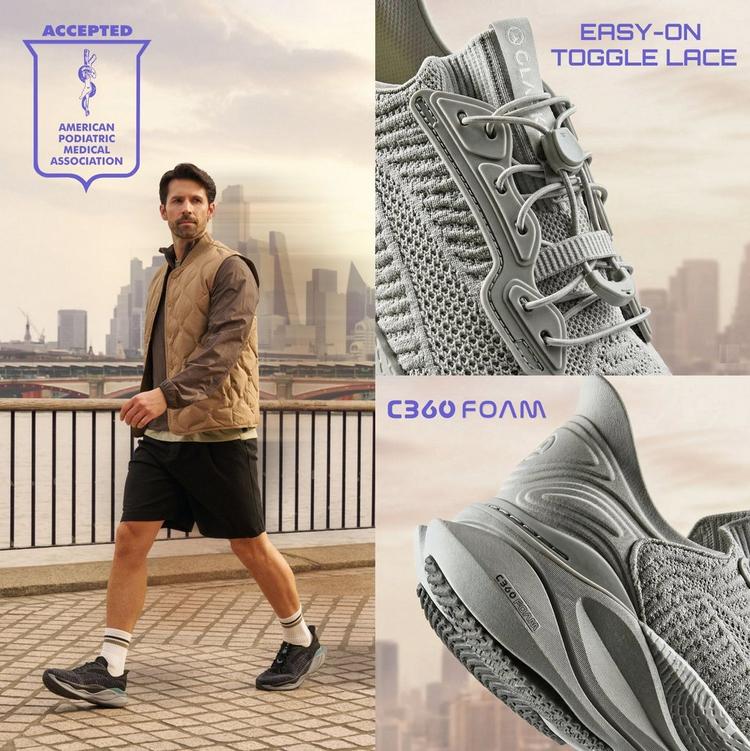 Man walking in PACE Rise walking shoes