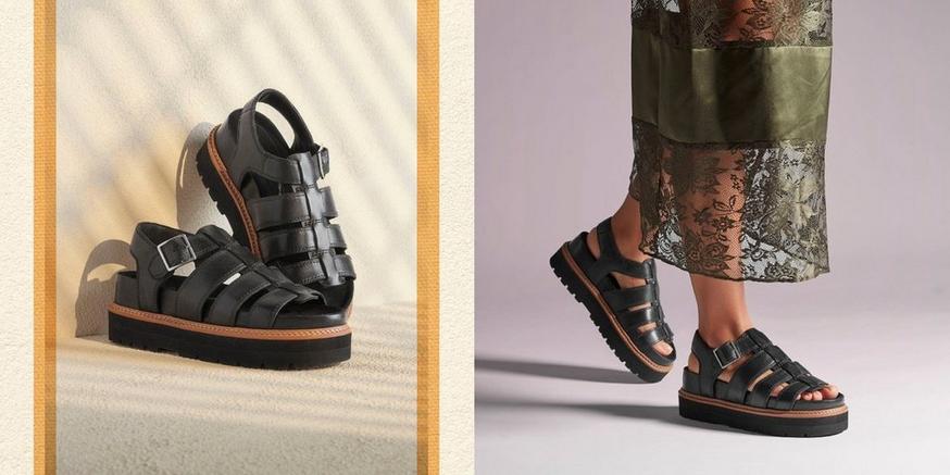 Sandales à plateforme noires de Clarks