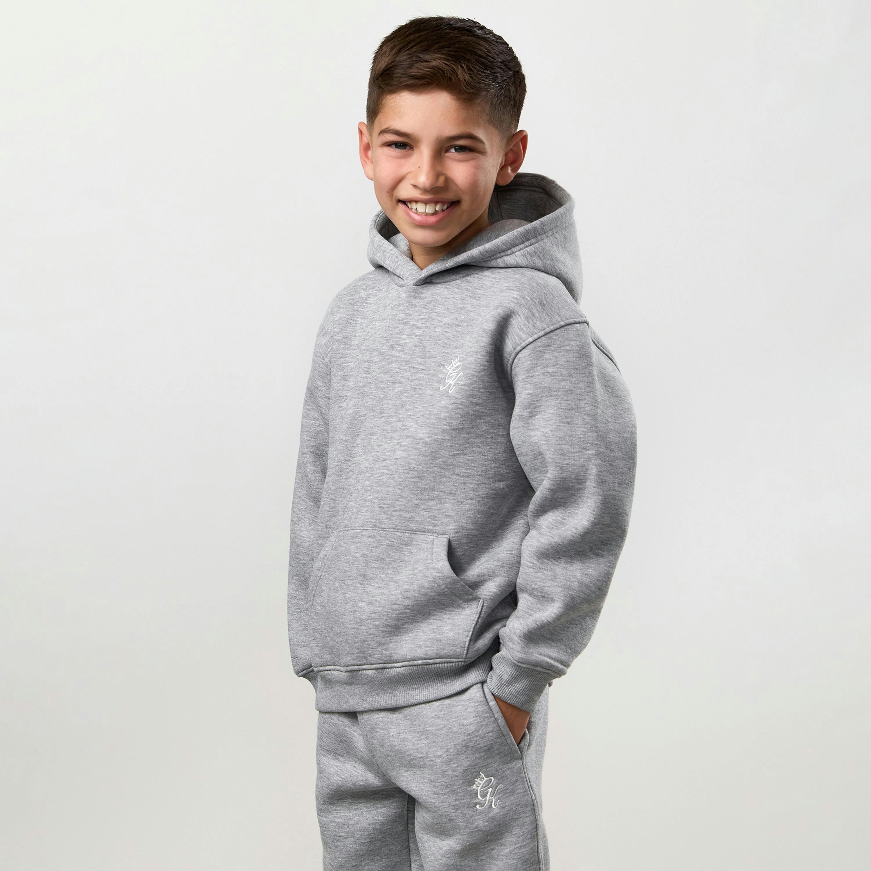 Gym King Younger Kids Fundamental Hoodie - Grey Marl , view 1 of 6