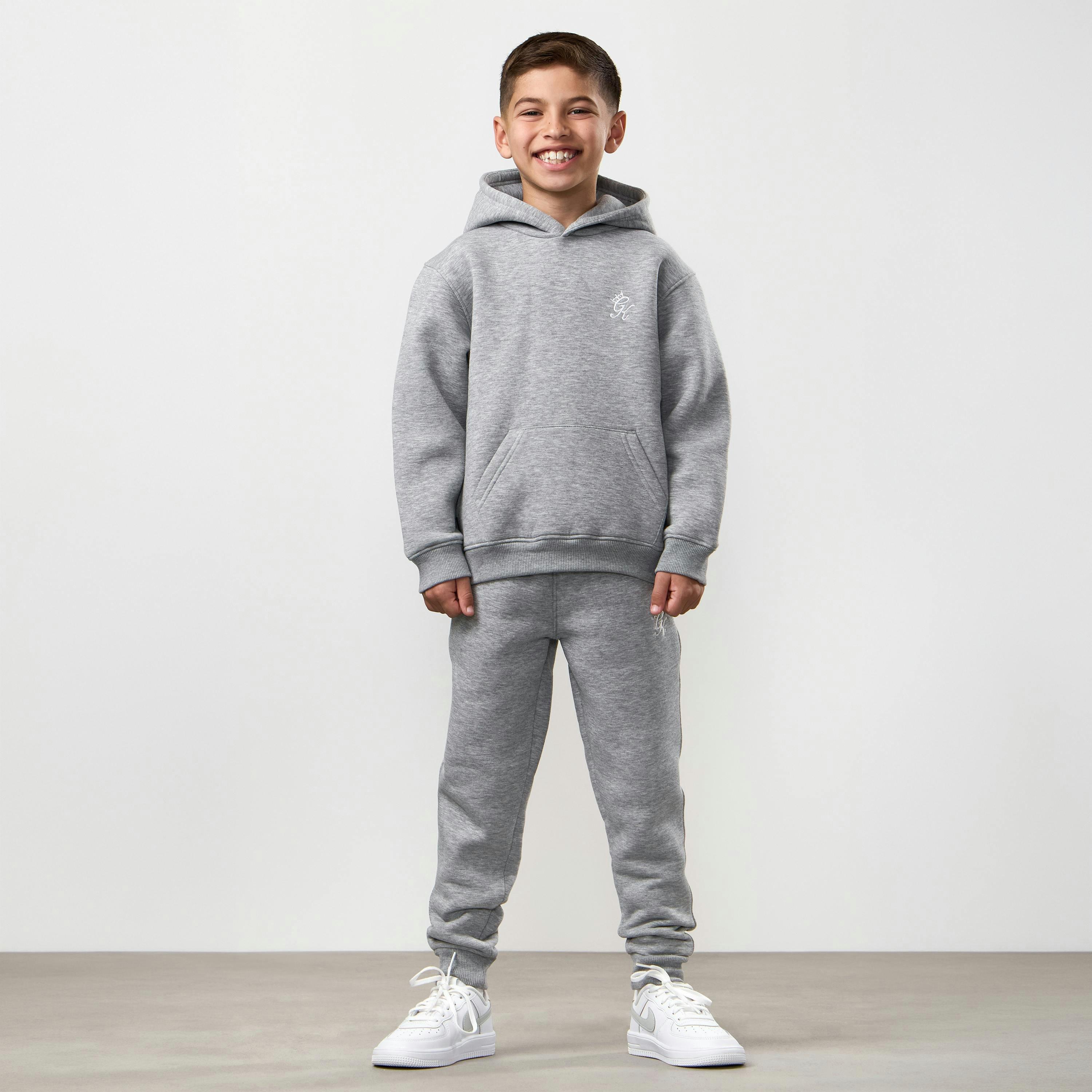 Gym King Younger Kids Fundamental Hoodie - Grey Marl , view 6 of 6