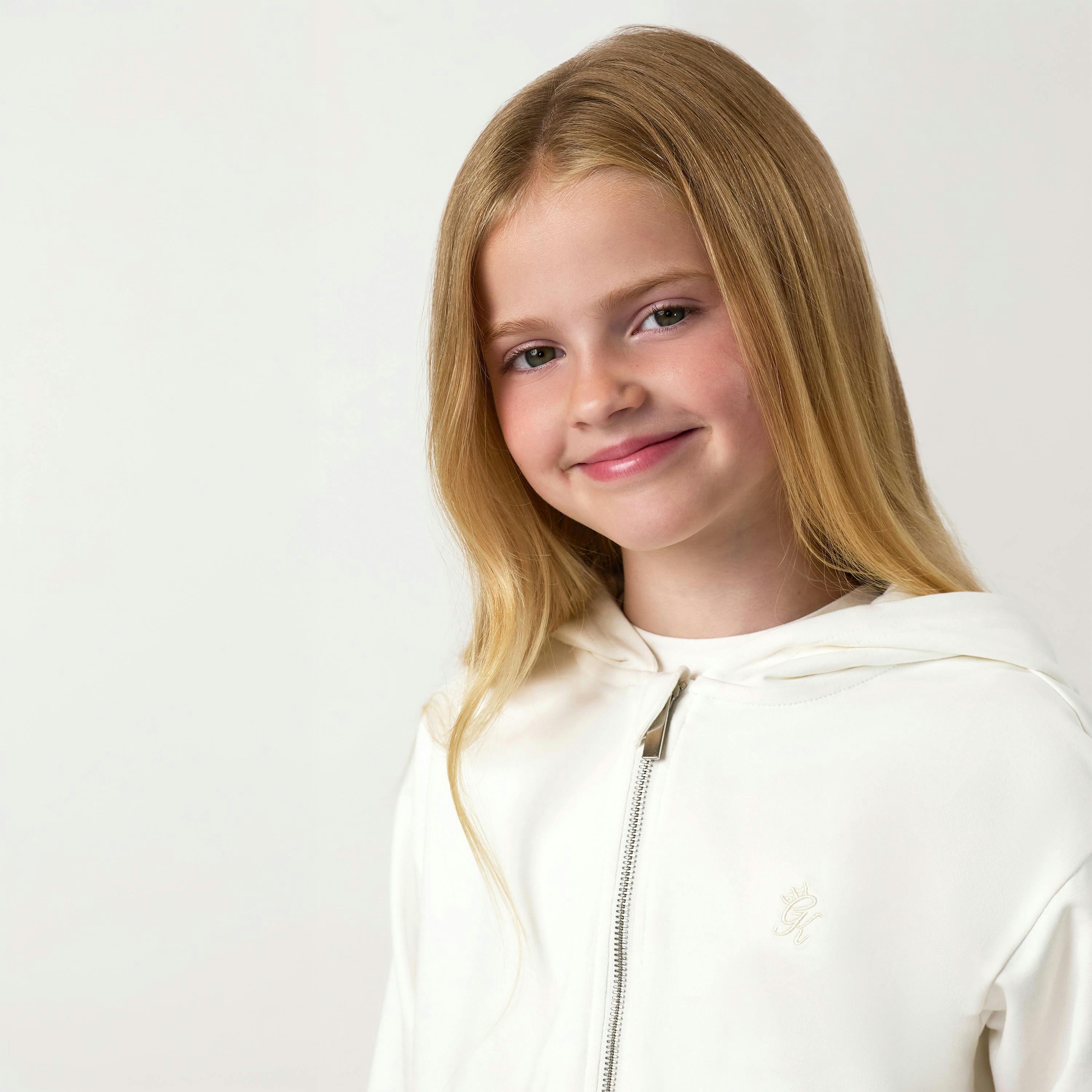 Gym King Older Kids Victory Boxy Full Zip Hoodie - Cream , view 3 of 6