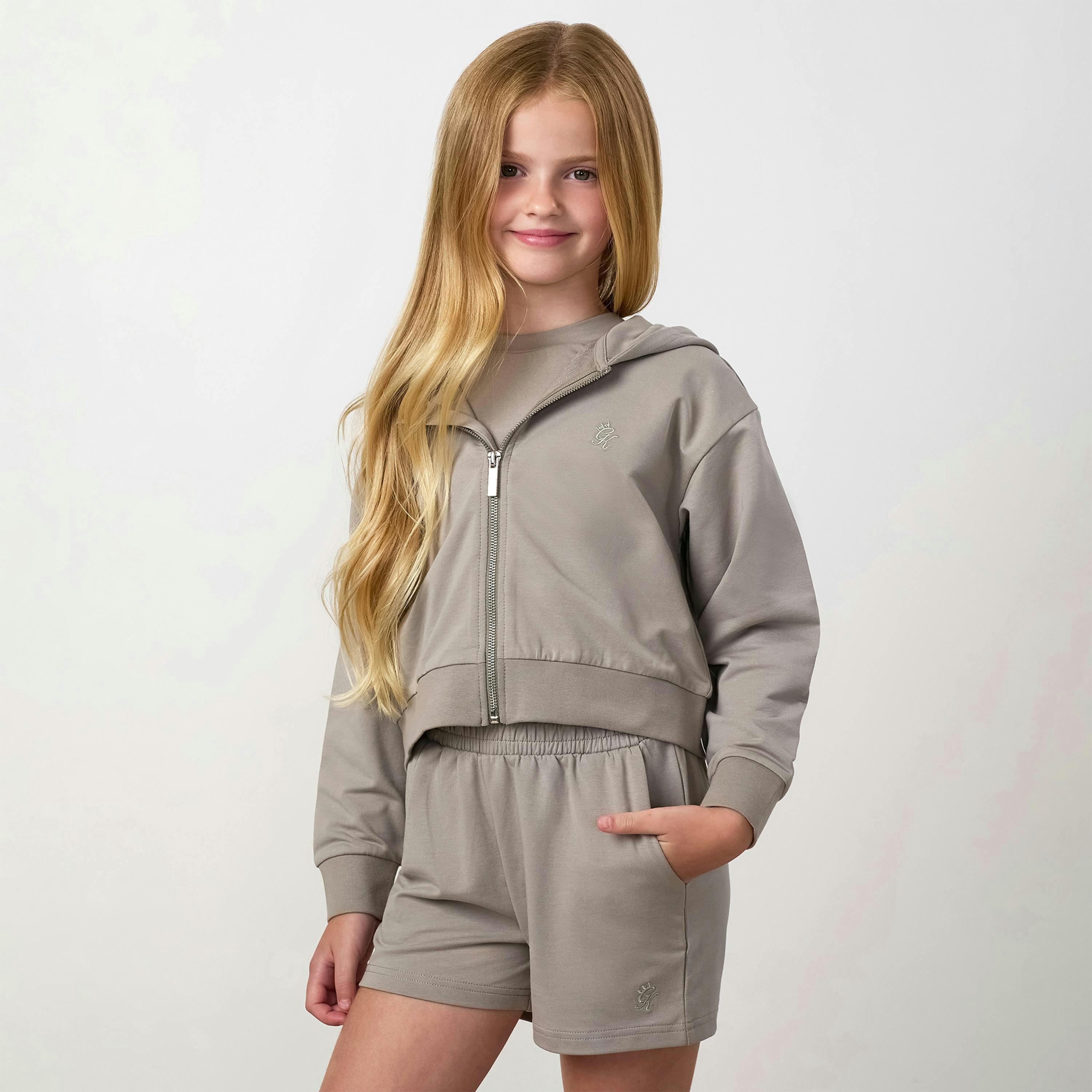 Gym King Younger Kids Victory Boxy Full Zip Hoodie - Taupe , view 1 of 6