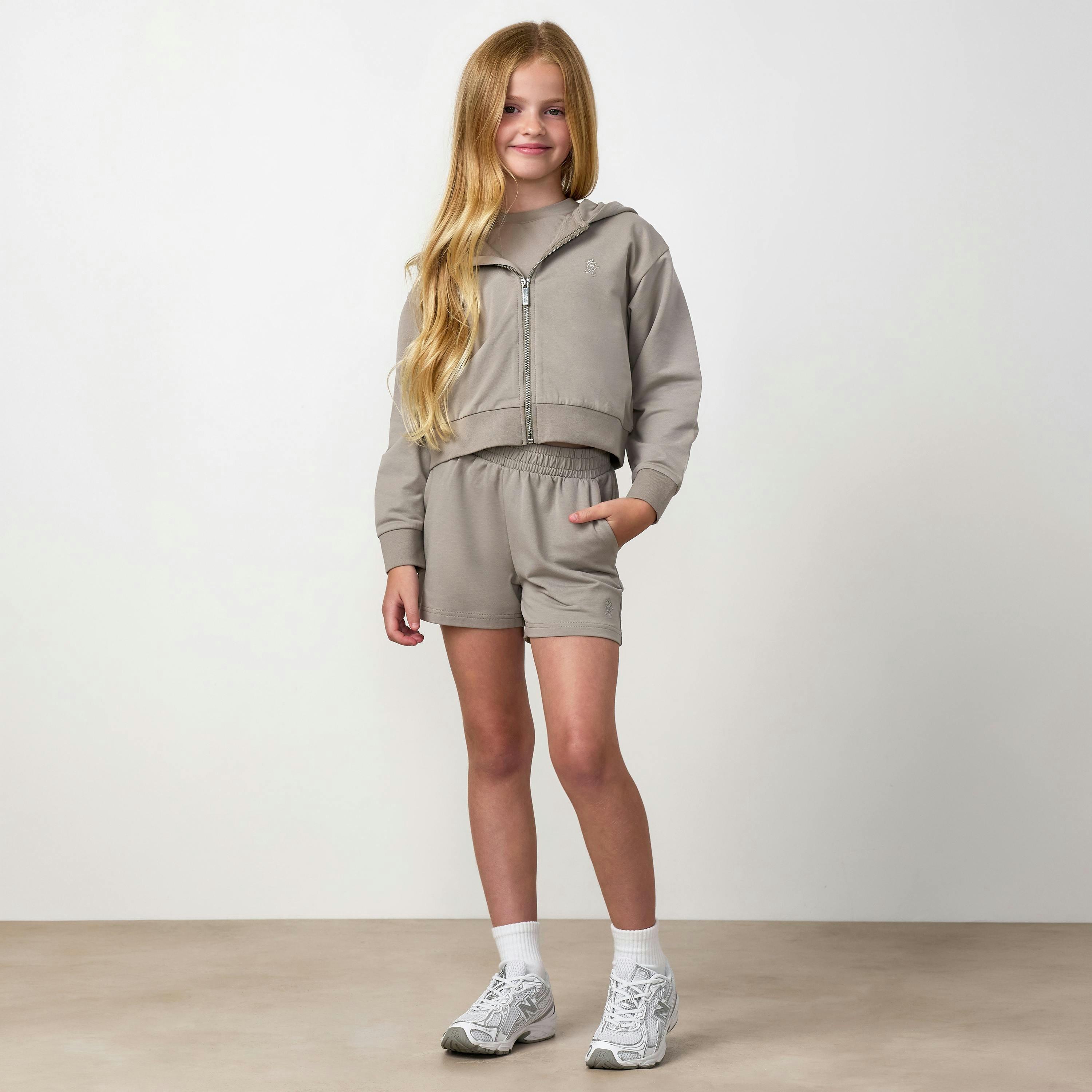 Gym King Younger Kids Victory Boxy Full Zip Hoodie - Taupe , view 3 of 6