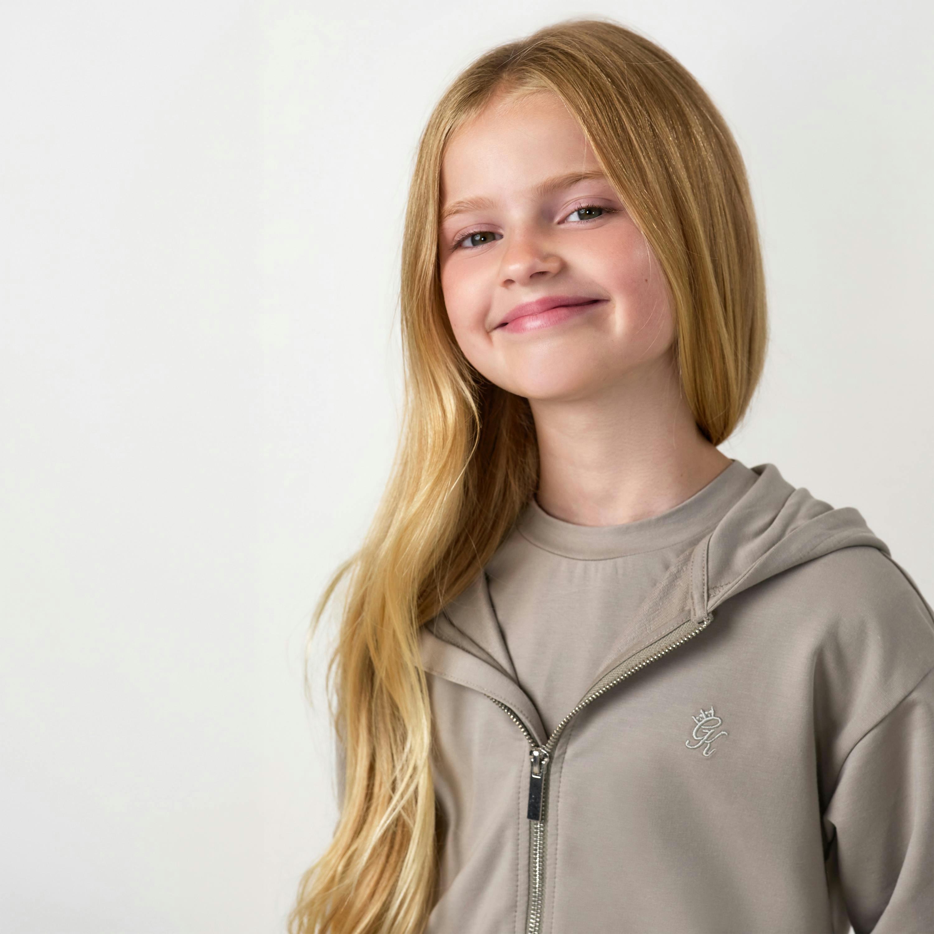 Gym King Younger Kids Victory Boxy Full Zip Hoodie - Taupe , view 4 of 6