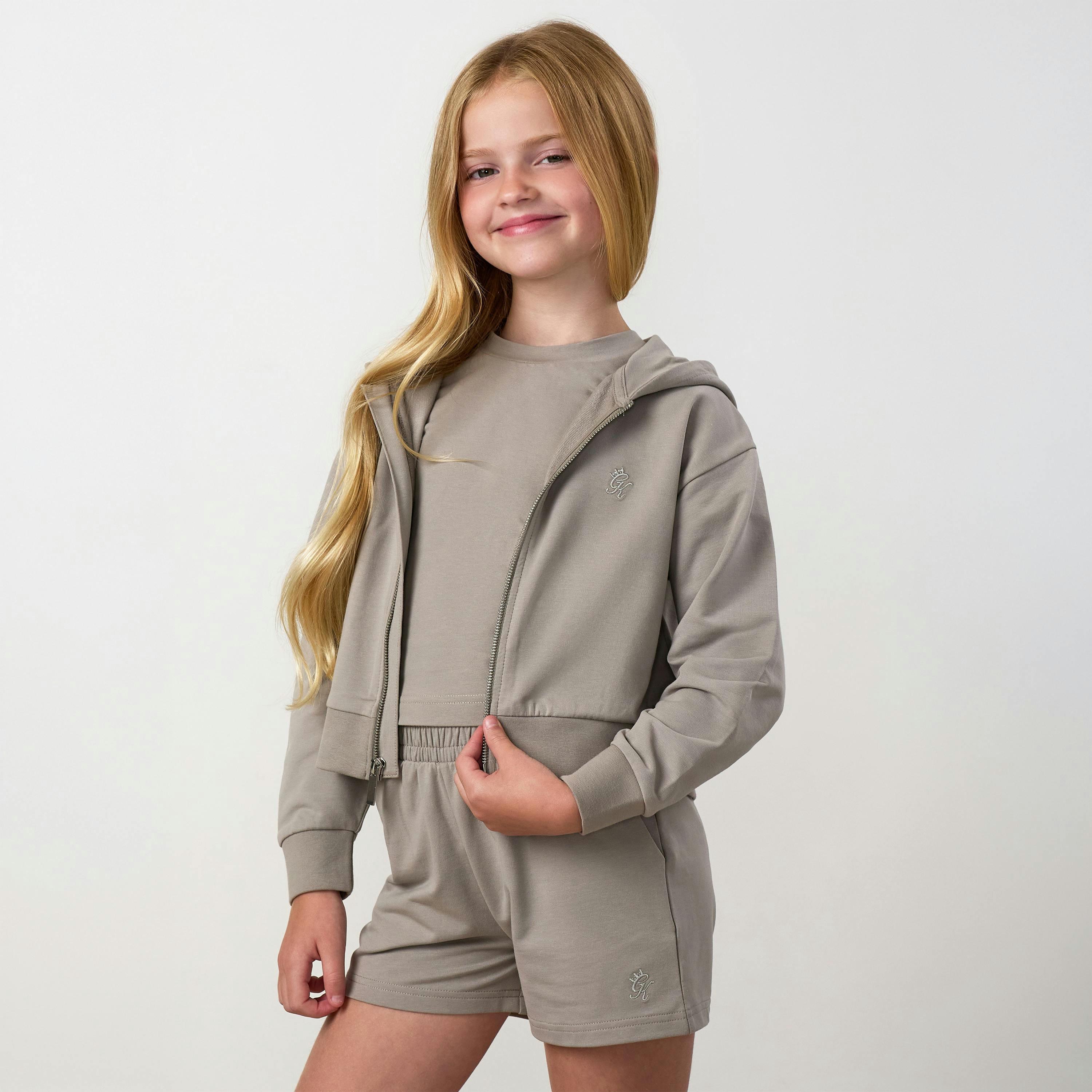 Gym King Older Kids Victory Boxy Full Zip Hoodie - Taupe , view 1 of 6