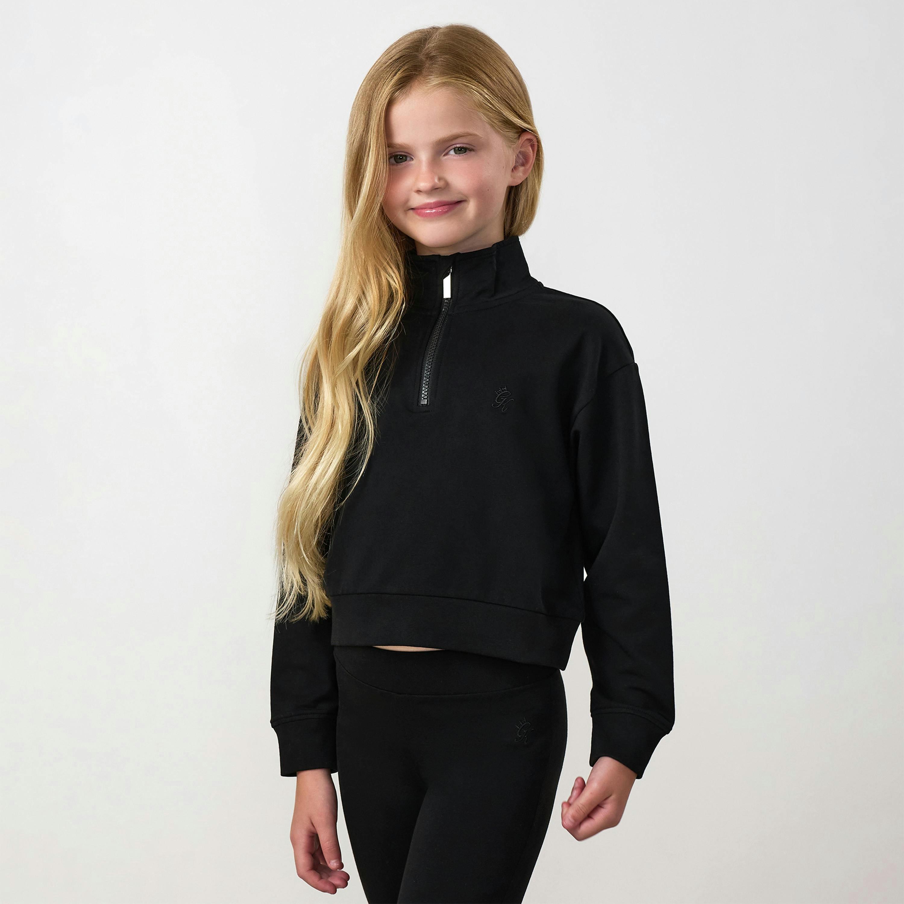 Gym King Younger Kids Victory Boxy 1/4 Zip Funnel - Black , view 1 of 6