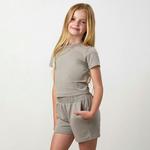 Younger Kids Victory Jersey Cap Sleeve T-Shirt in Taupe