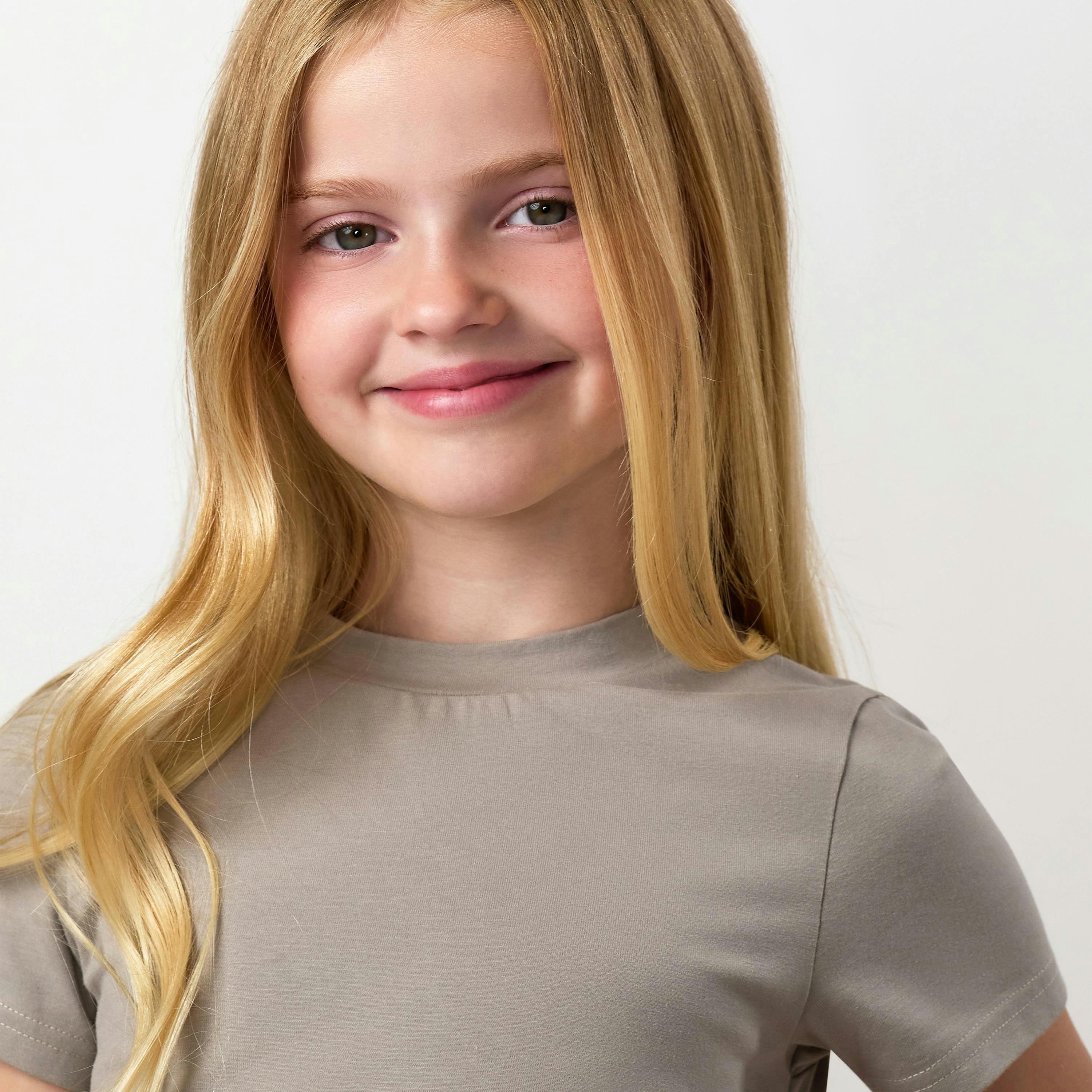 Gym King Younger Kids Victory Jersey Cap Sleeve T-Shirt - Taupe , view 5 of 5