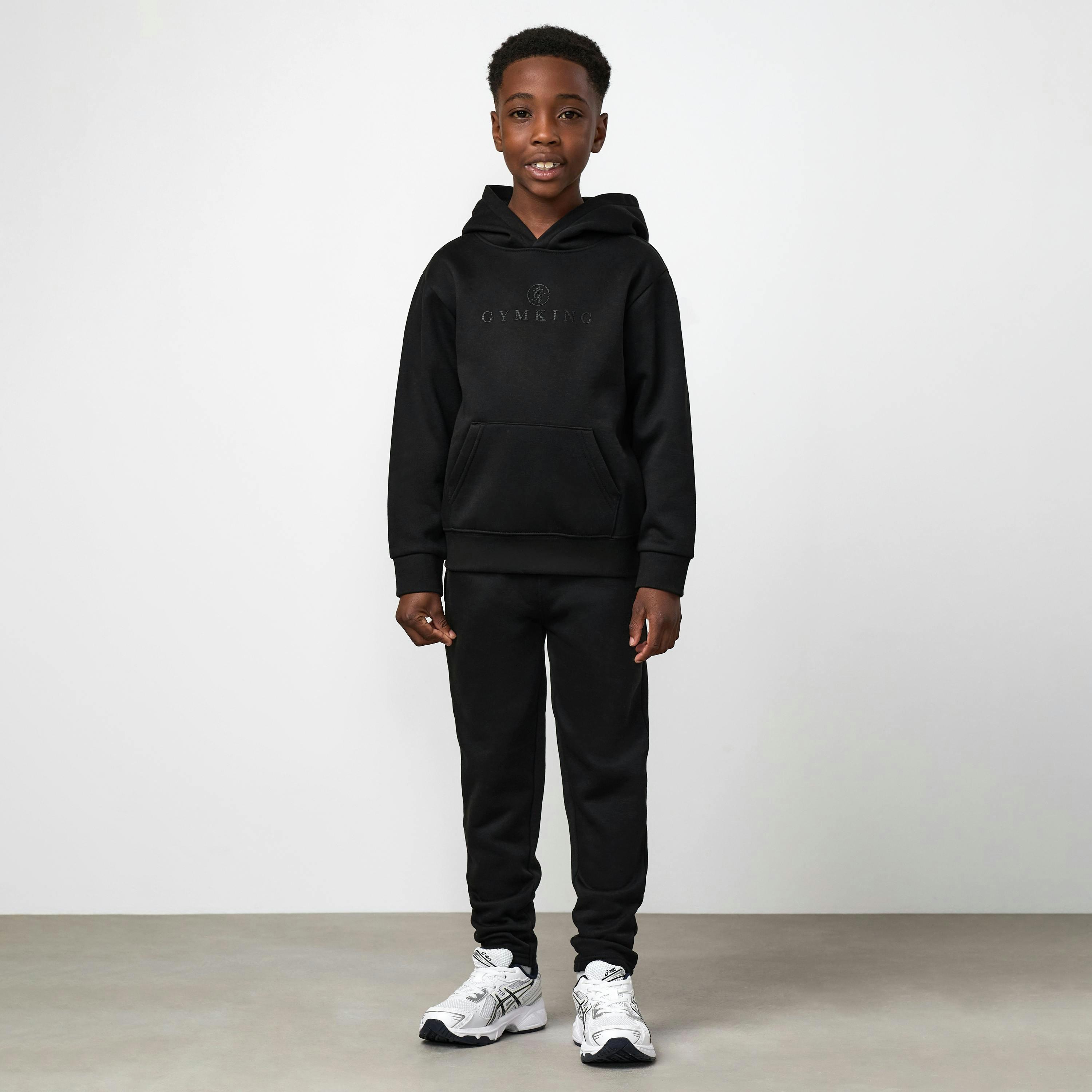 Gym King Younger Kids Pro Logo V2 Hoodie - Black / Black , view 4 of 5