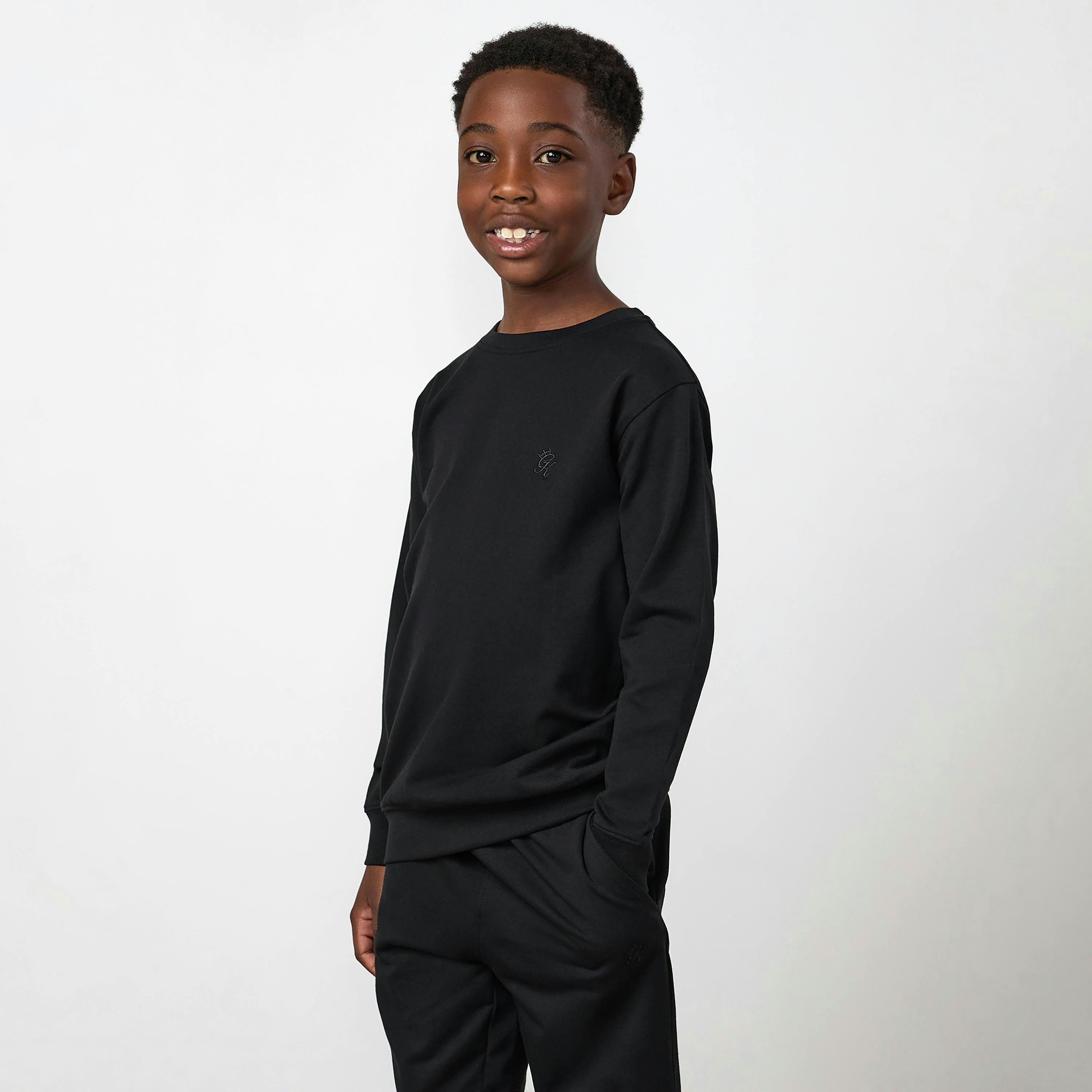 Gym King Younger Kids Victory Loopback Crew - Black , view 1 of 6