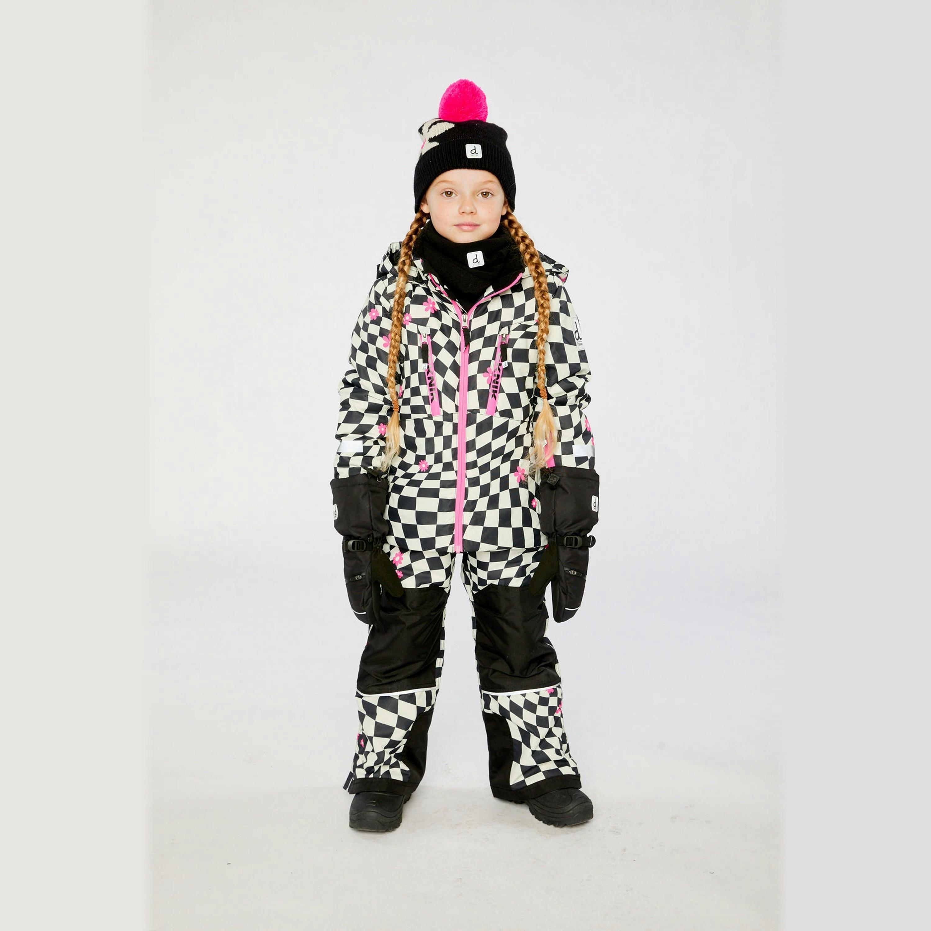 Two Piece Teknik Snowsuit White And Bright Pink Checkered Print , view 2 of 6