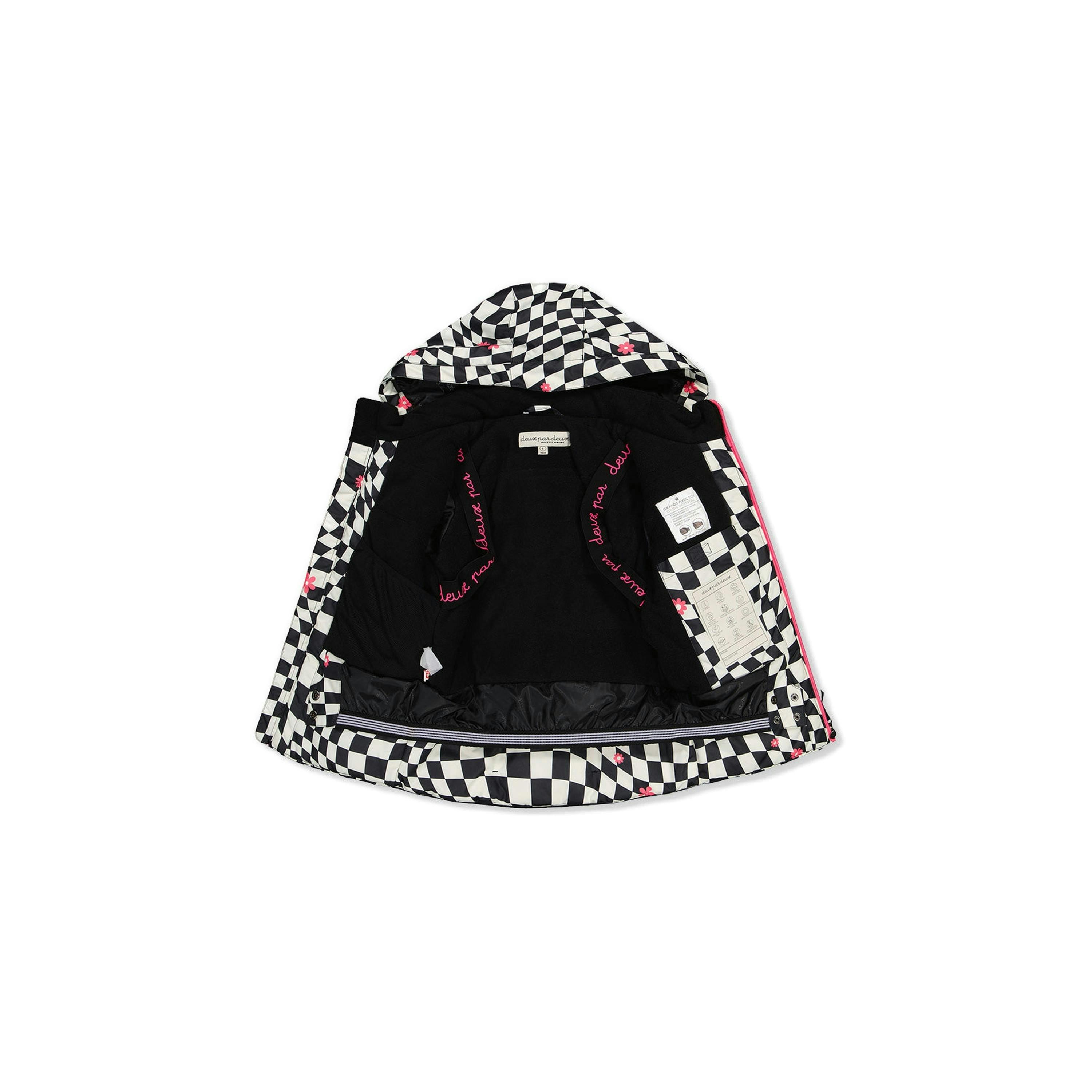 Two Piece Teknik Snowsuit White And Bright Pink Checkered Print , view 5 of 6