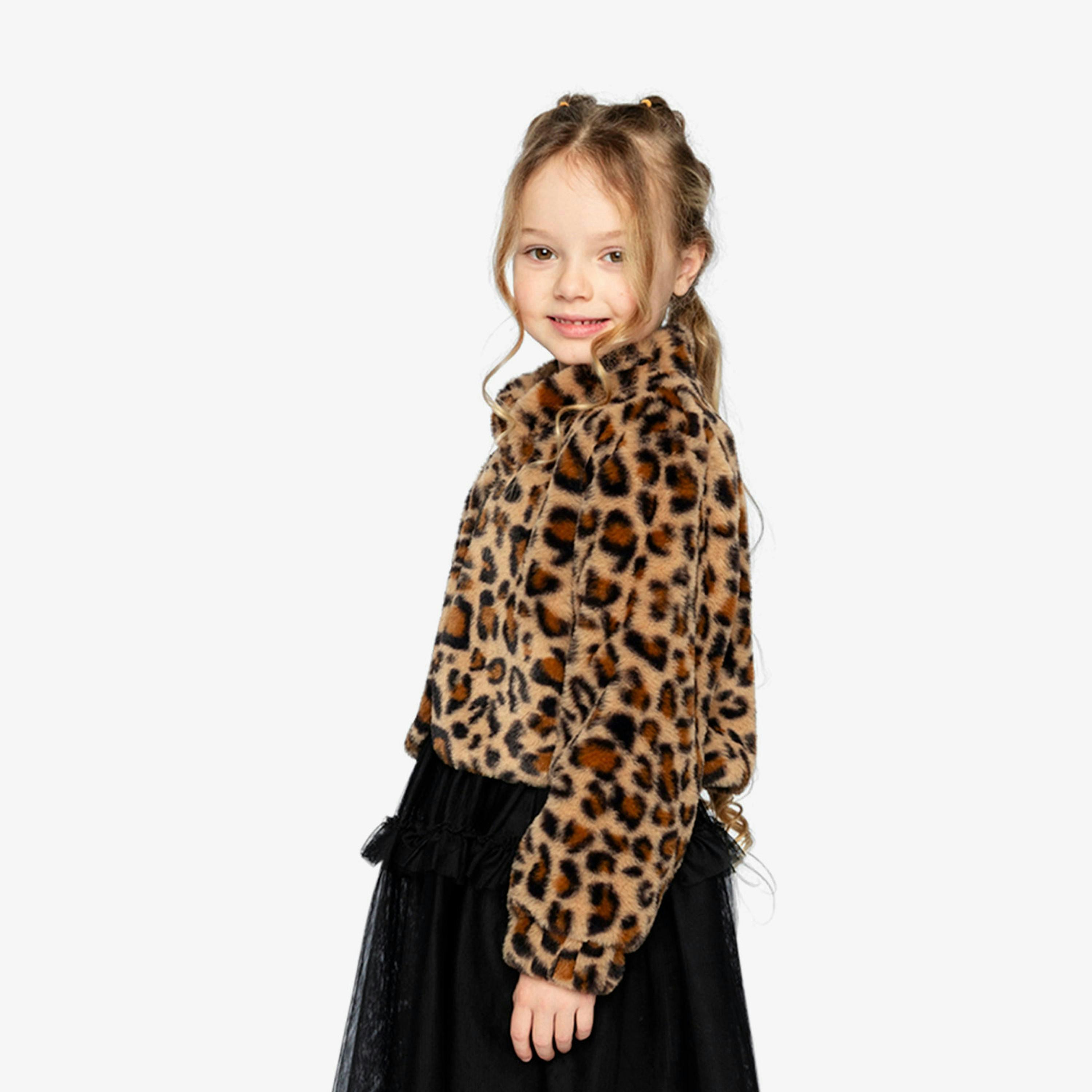 Faux Fur Jacket Brown Leopard Print , view 4 of 6