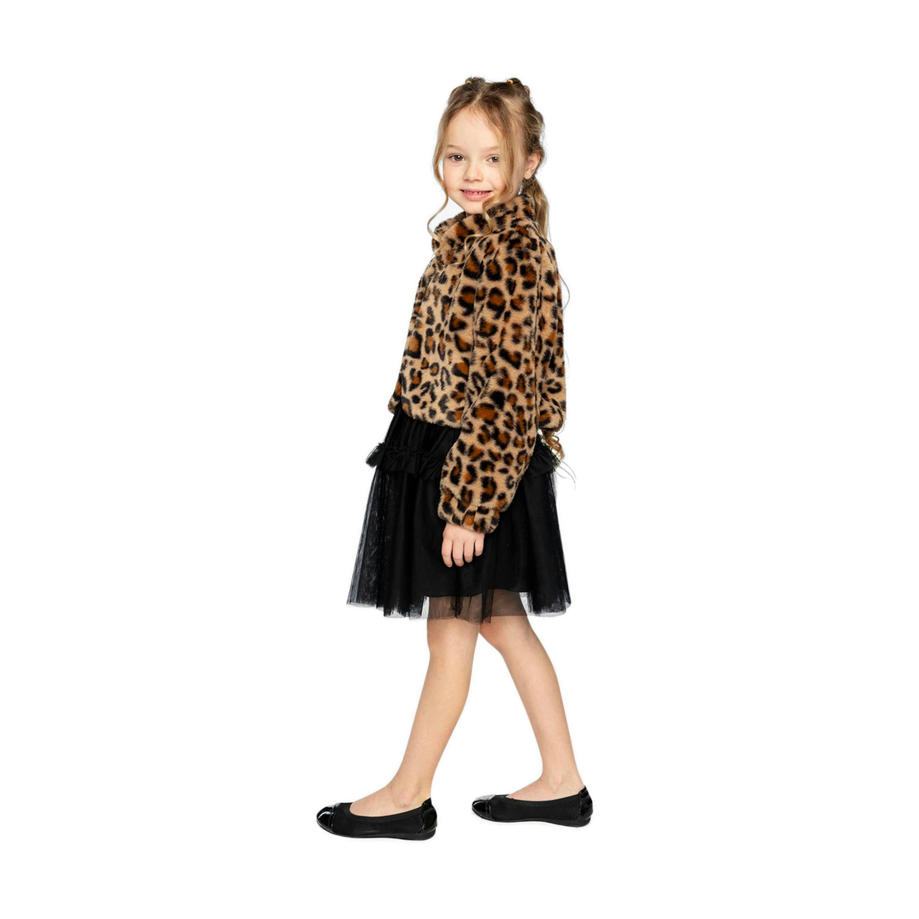 Faux Fur Jacket Brown Leopard Print , view 6 of 6