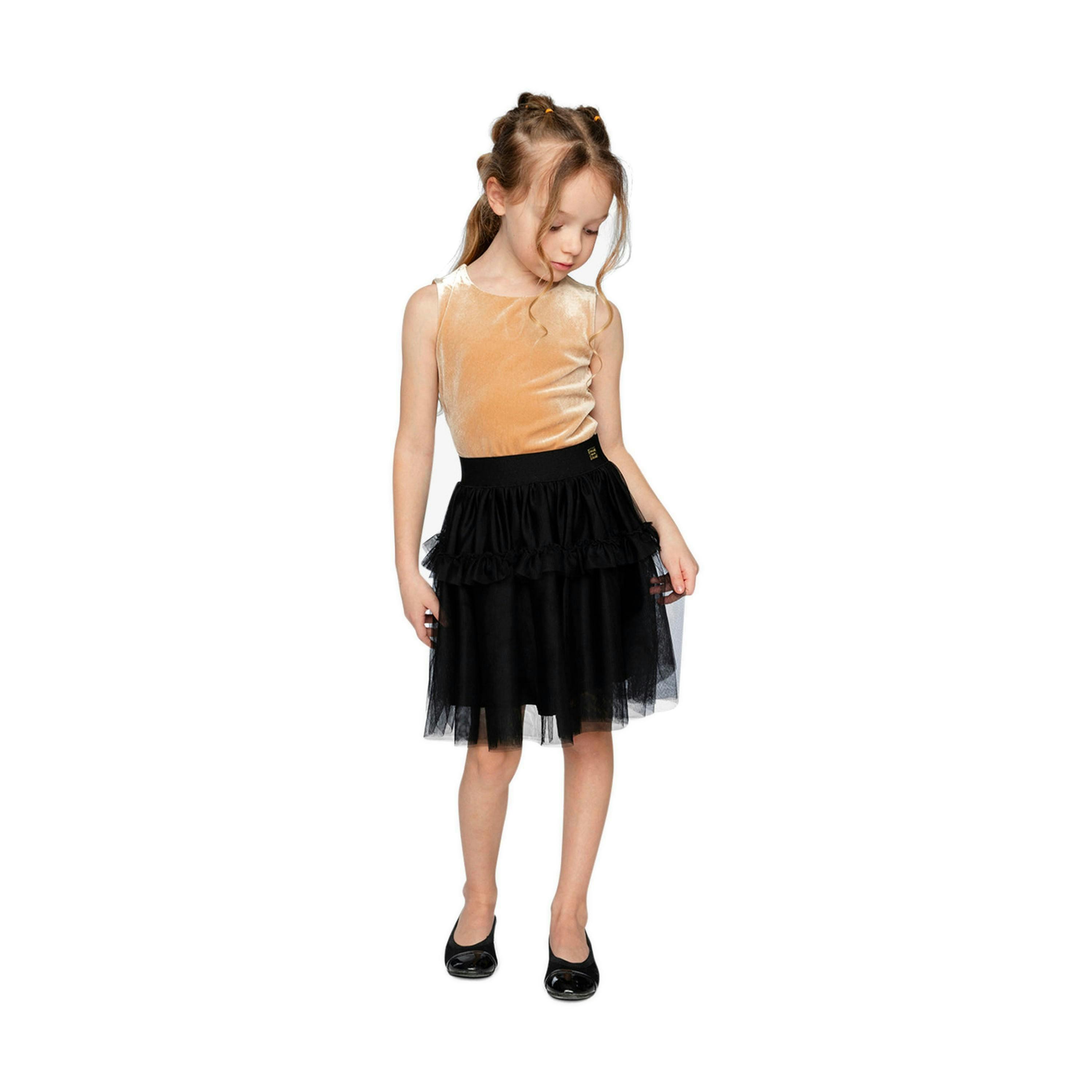 Bi-Material Sleeveless Dress Beige And Black , view 2 of 4