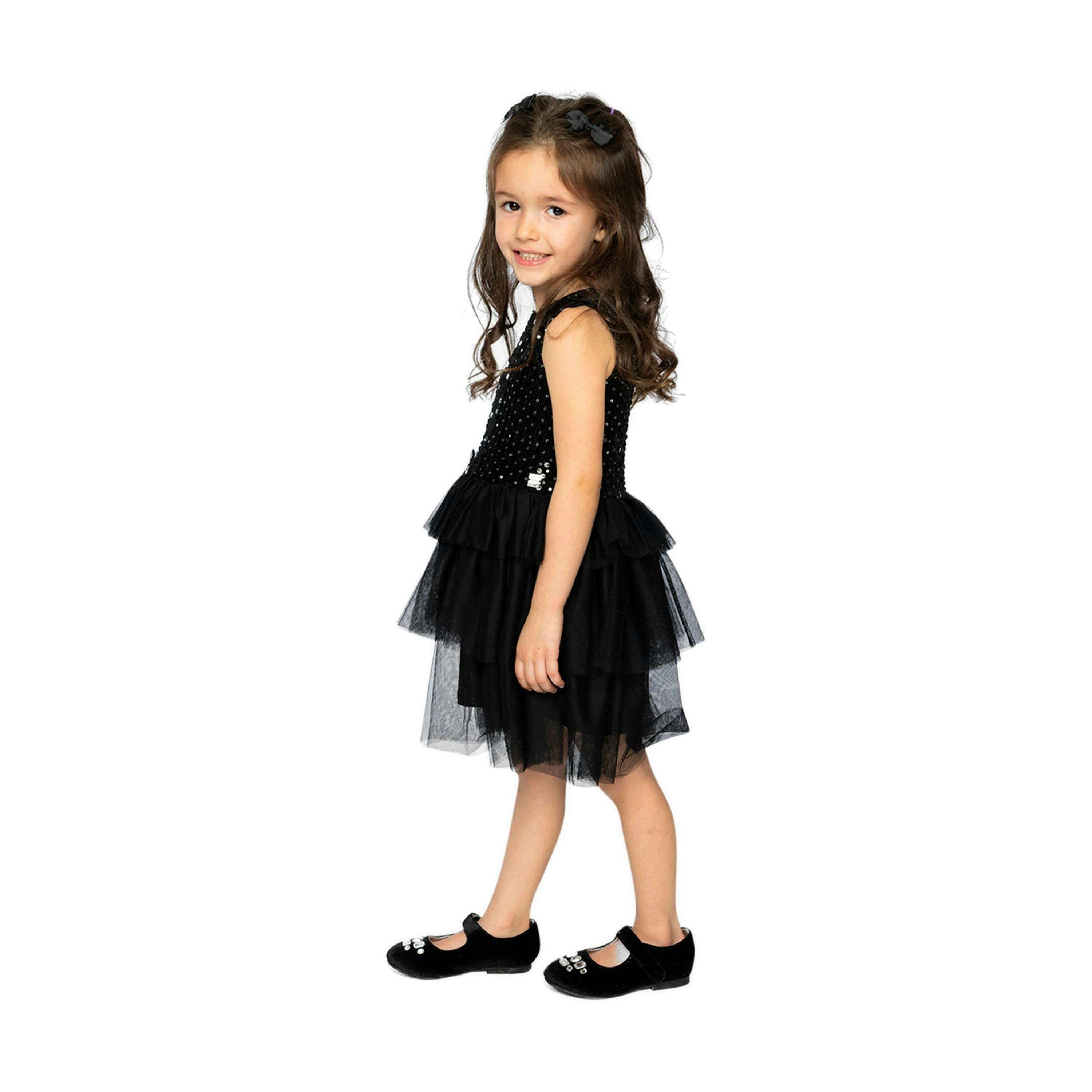 Bi-Material Sleeveless Dress Black , view 4 of 6